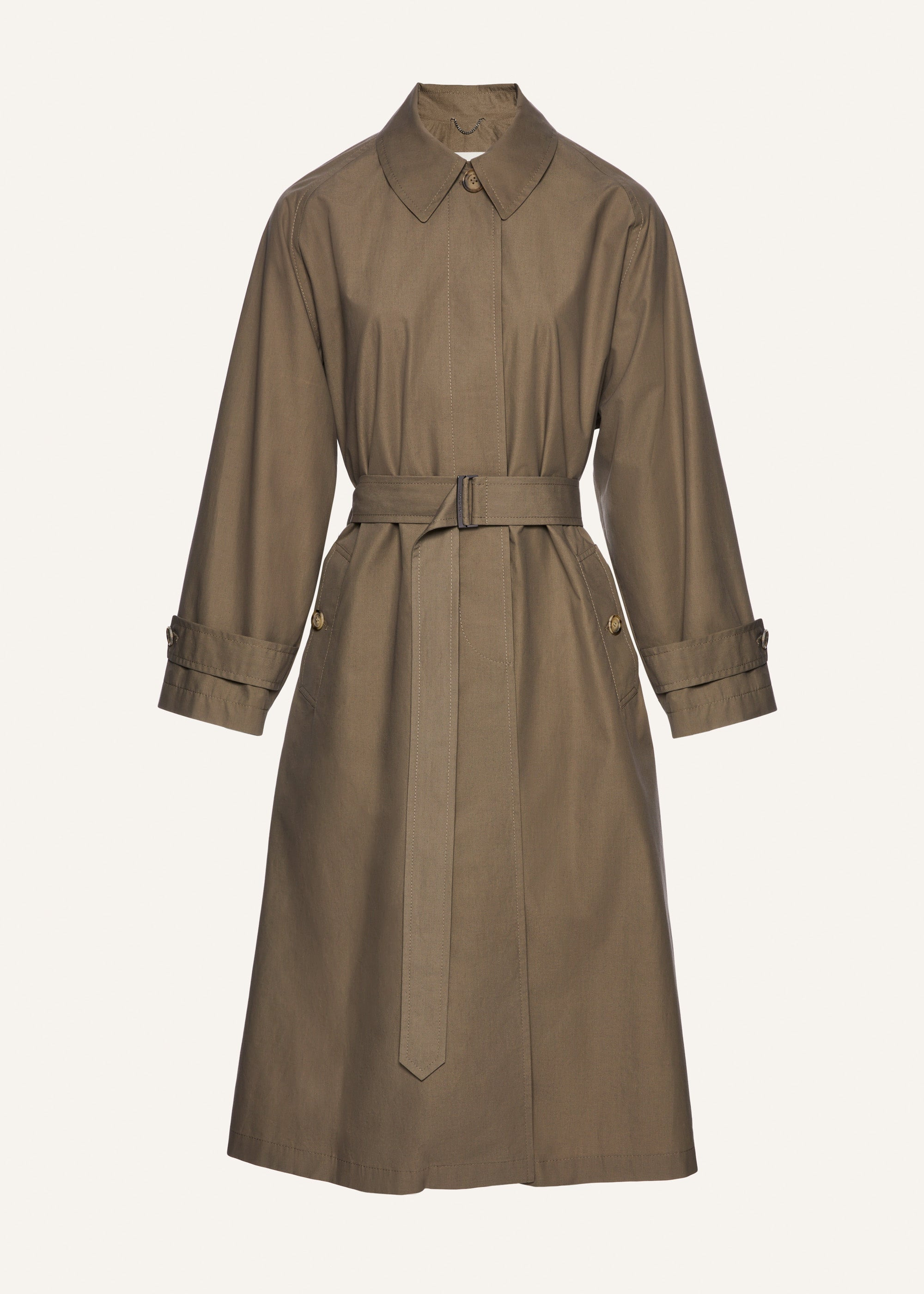 Belted cotton trench coat in grey - 1