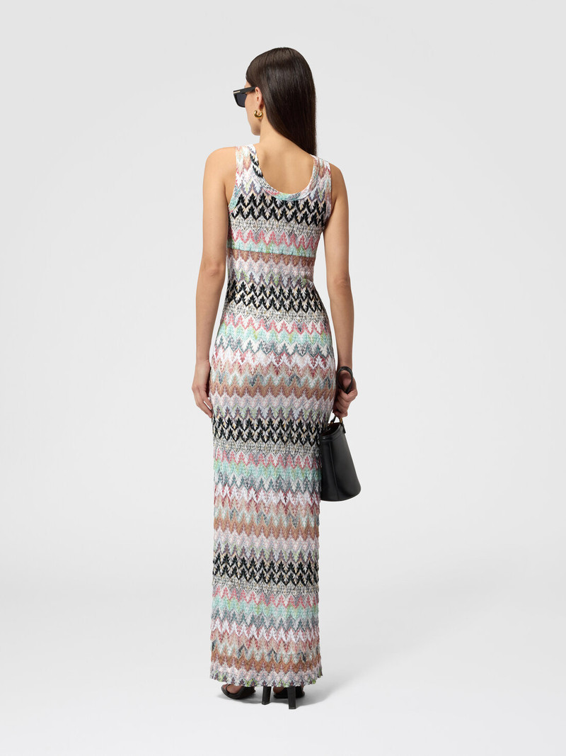 Viscose and Cotton Lamé Gown with Lace Motif 3