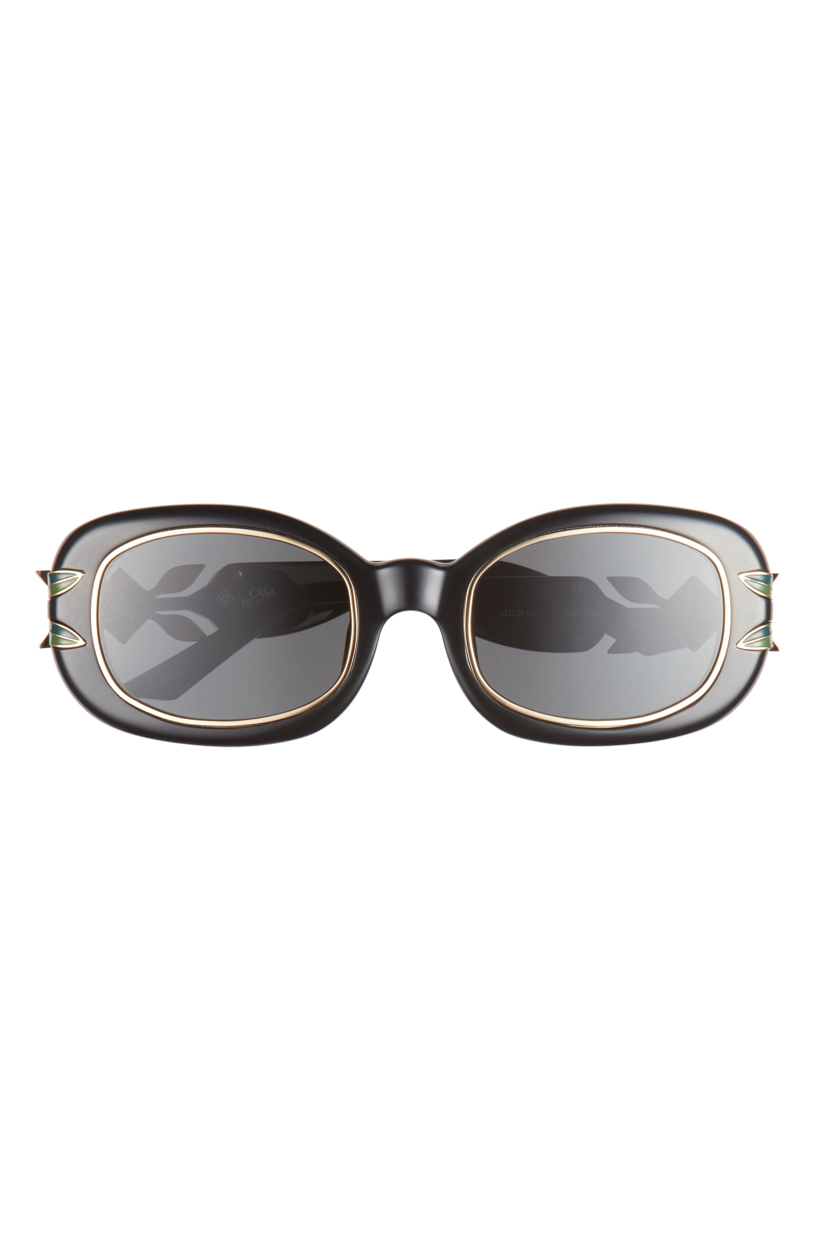 Casablanca Laurel Oval Sunglasses in Black /Gold /Laurel /Grey at Nordstrom - 1