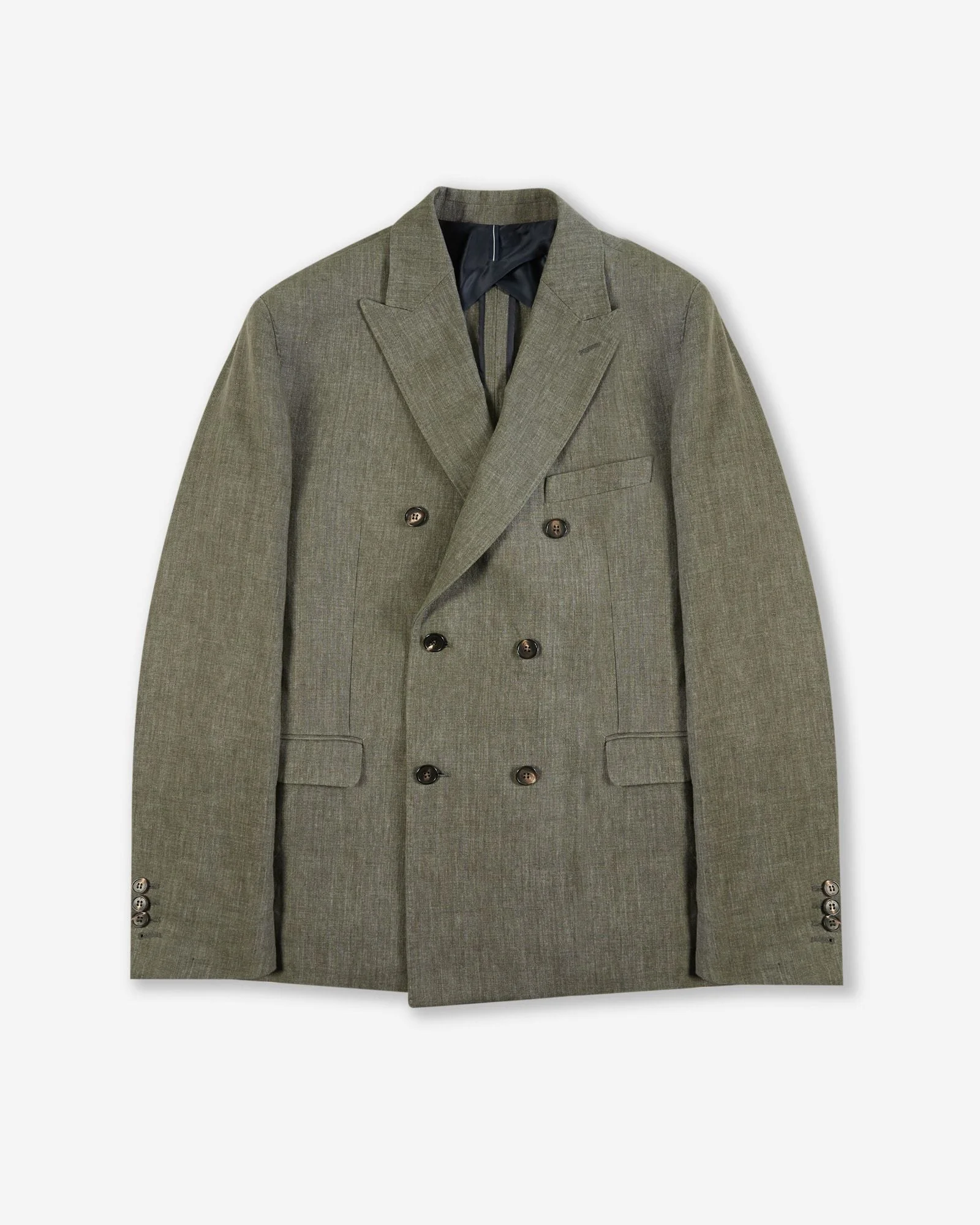 Slim-fit double-breasted delavé linen jacket - 1