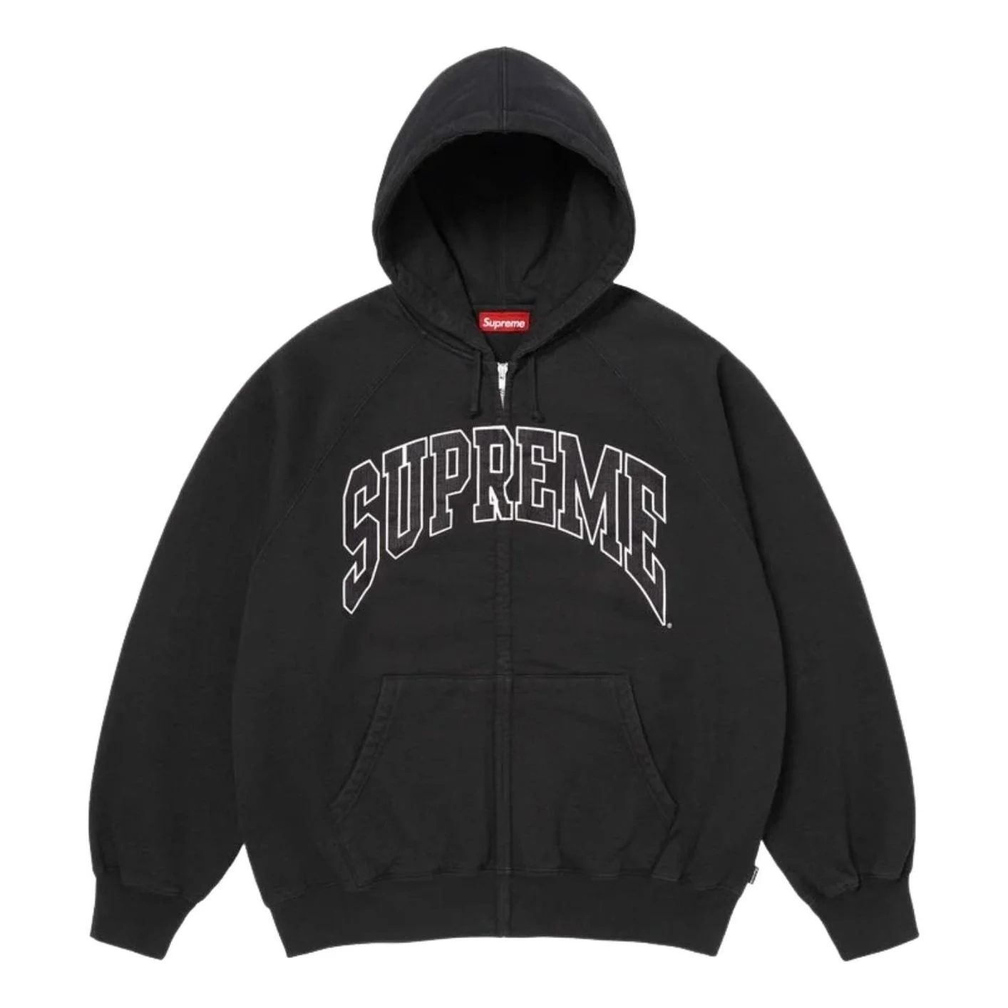 Supreme SS26 Cracked Raglan Zip Up Hooded Sweatshirt 'Black' SUP-SS26-192-BLK - 1