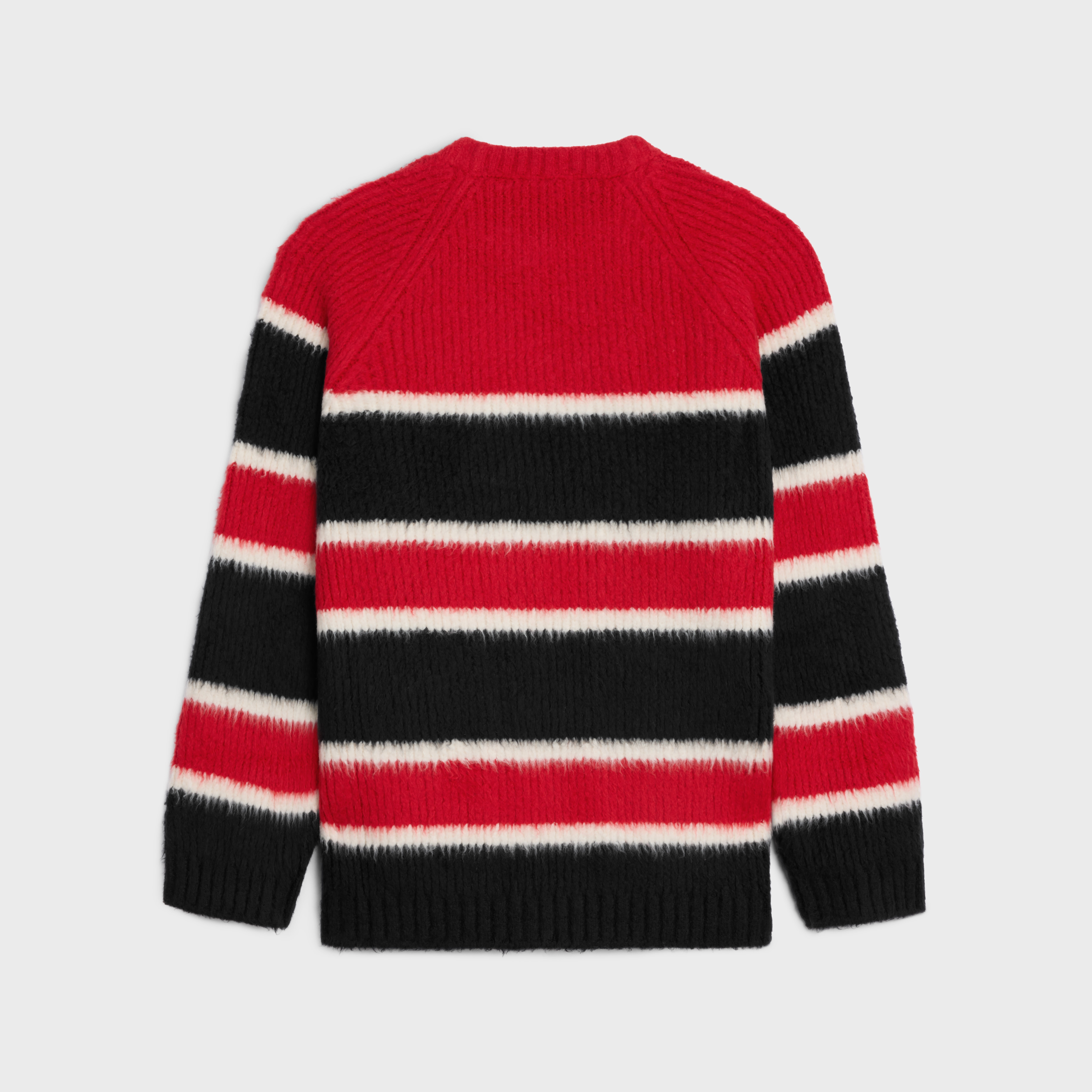 oversized crew neck sweater in brushed striped cotton - 2