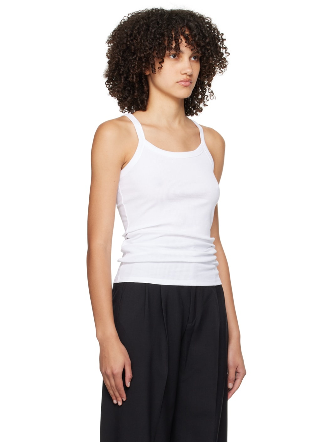 White Fine Rib Tank Top - 2