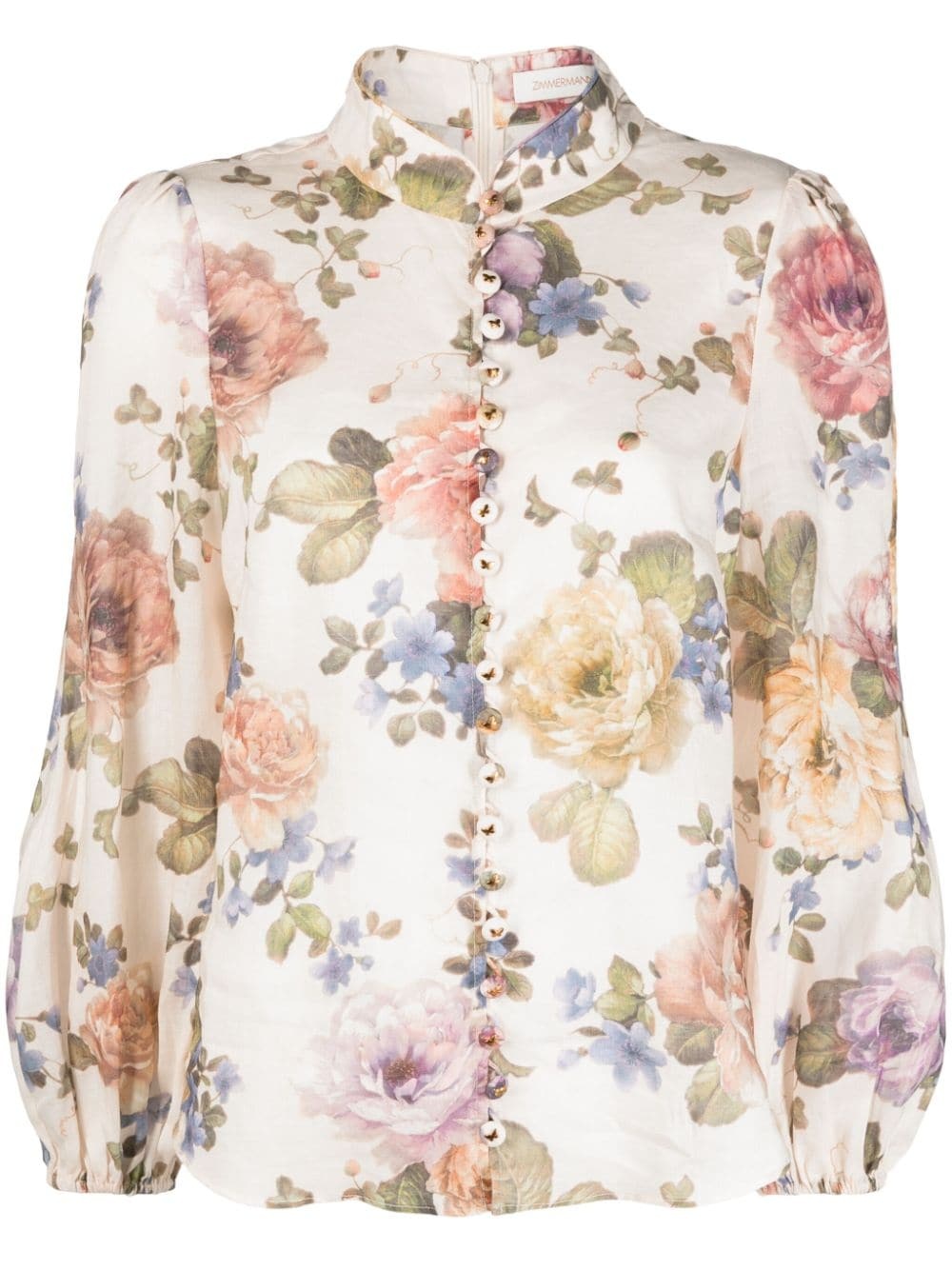 Luminosity floral-print puff-sleeve blouse - 1