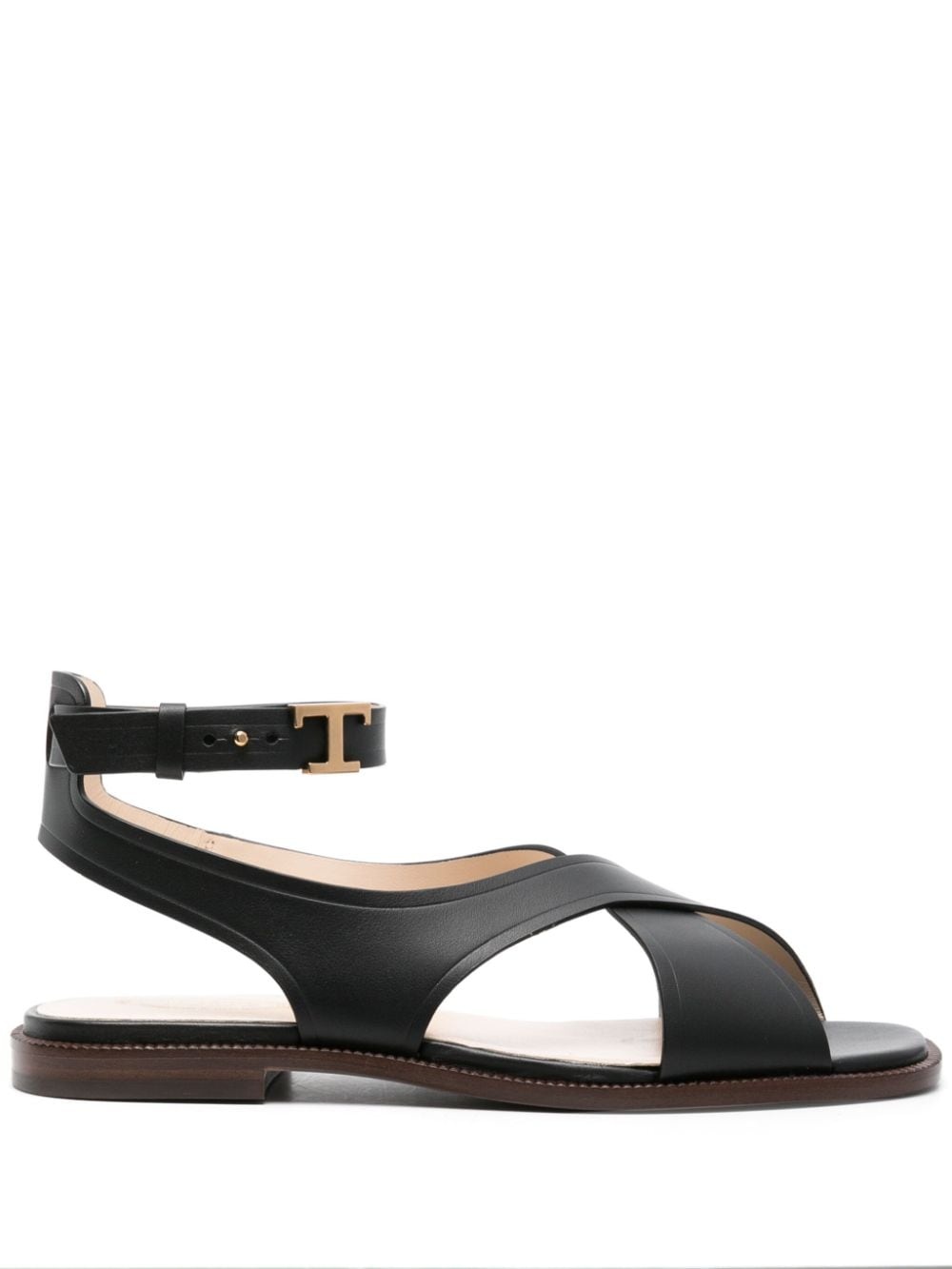 crossover-straps leather sandals - 1