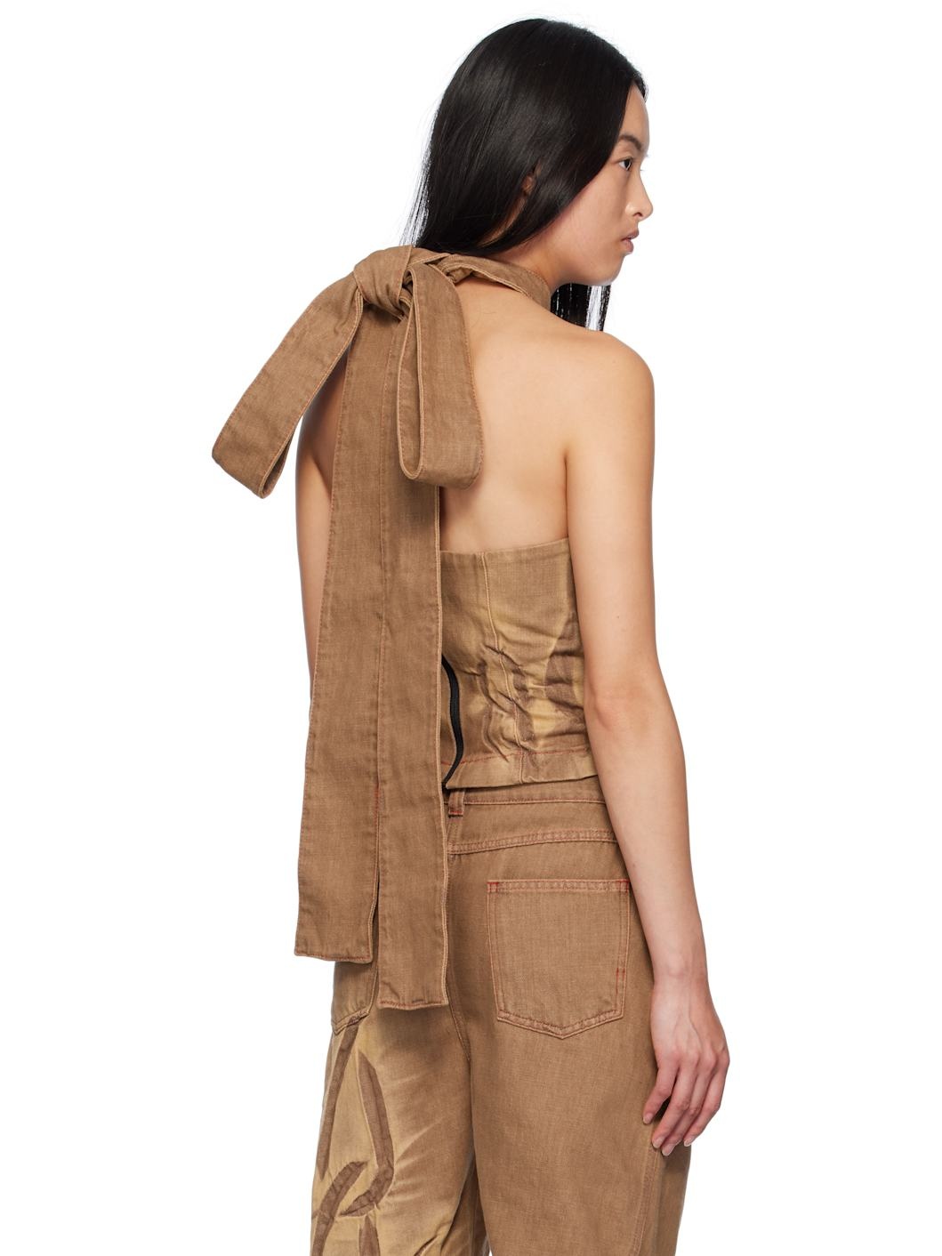 SSENSE Exclusive Brown Chains Halter Denim Tank Top - 3