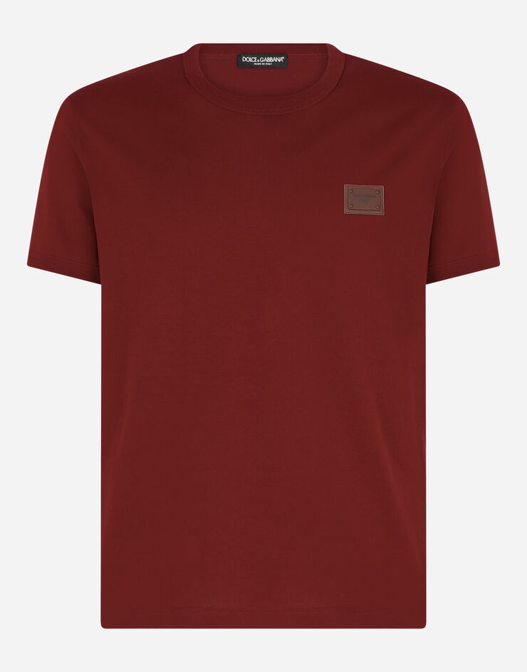 Cotton V-neck T-shirt with branded plate - 3