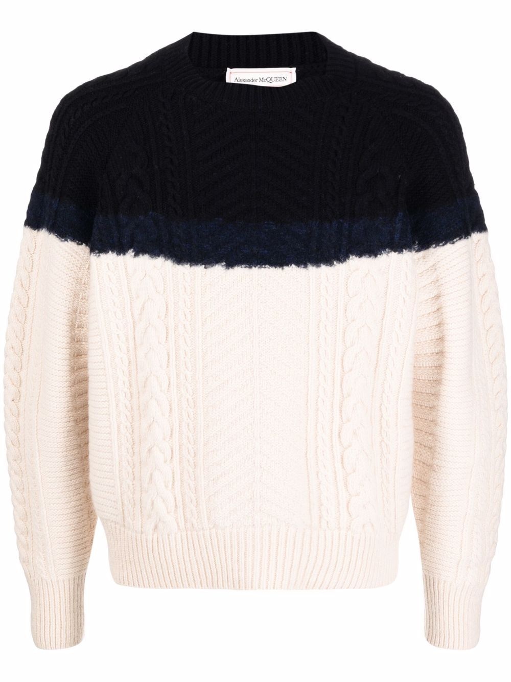 long-sleeve cable-knit jumper - 1