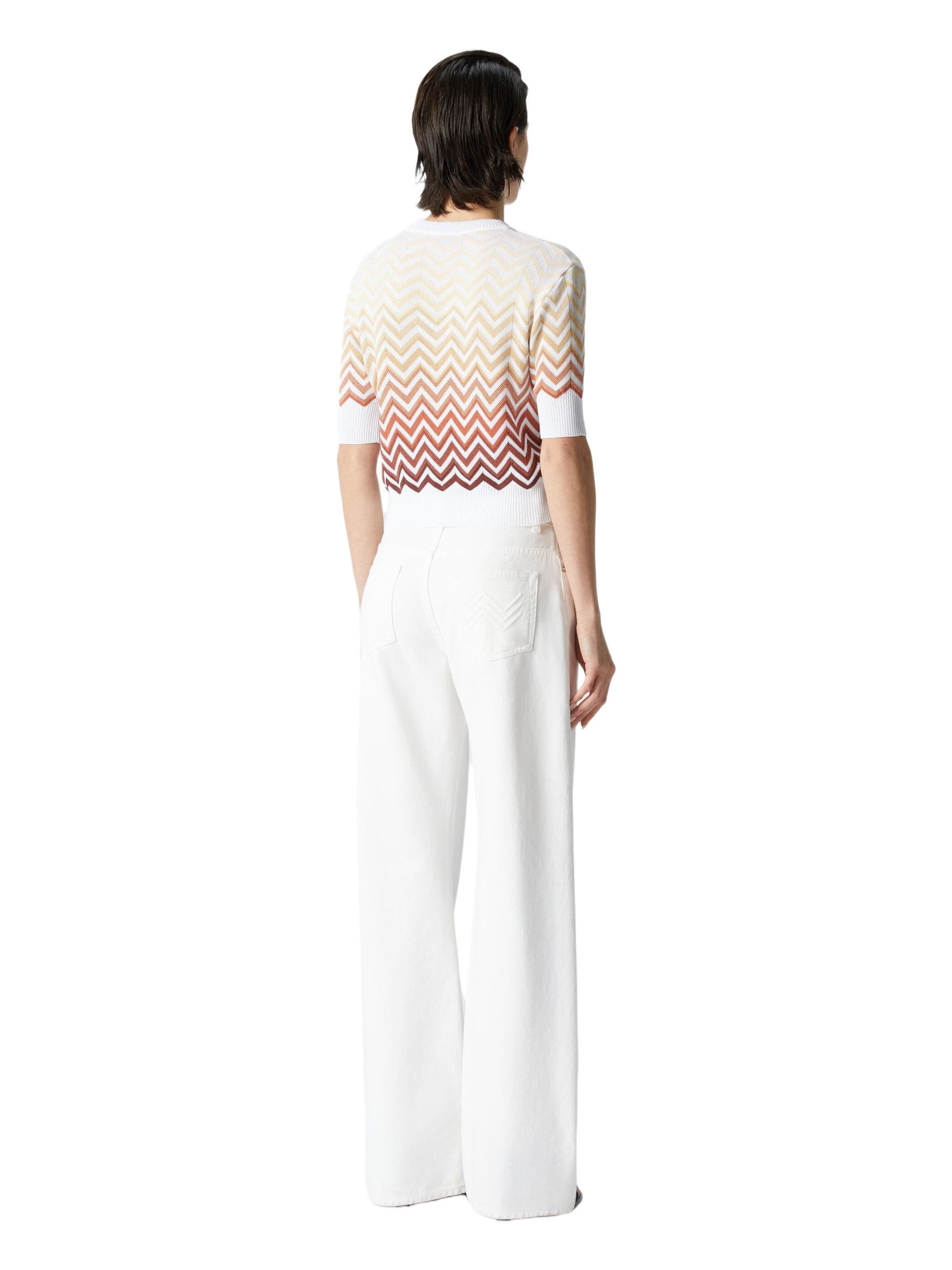 Missoni Short-sleeved Crewneck Sweater With Dégradé Chevron Motif in White Multi at Nordstrom - 3