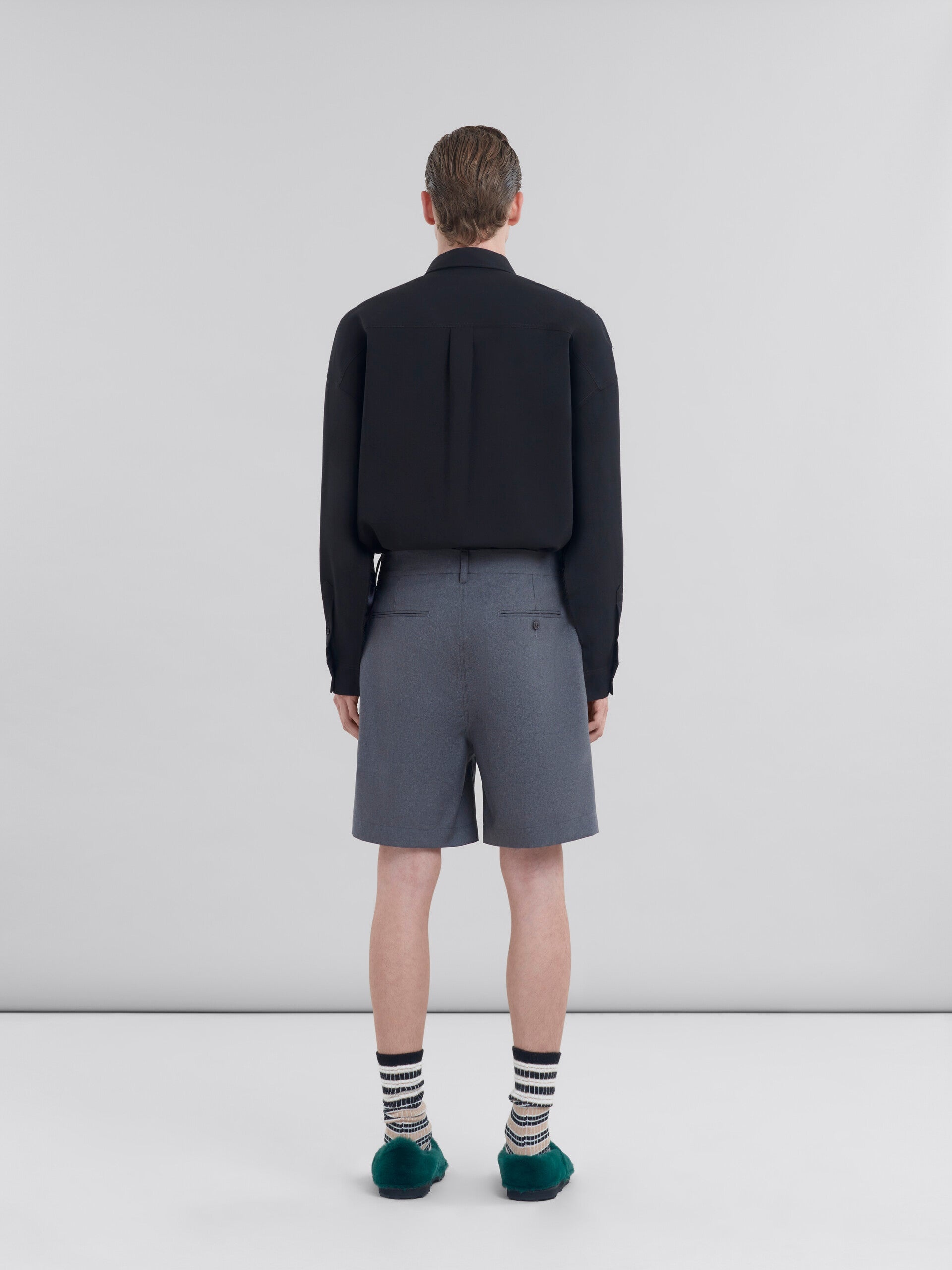 Wool Tailored Shorts with Front Crease - 2