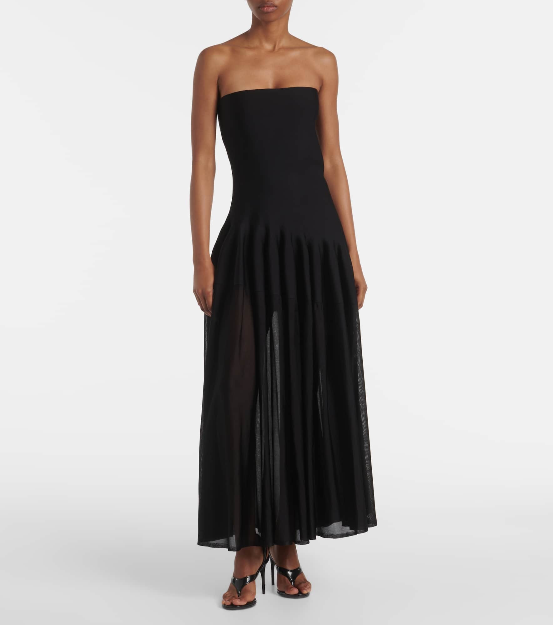 Pleated strapless gown - 2