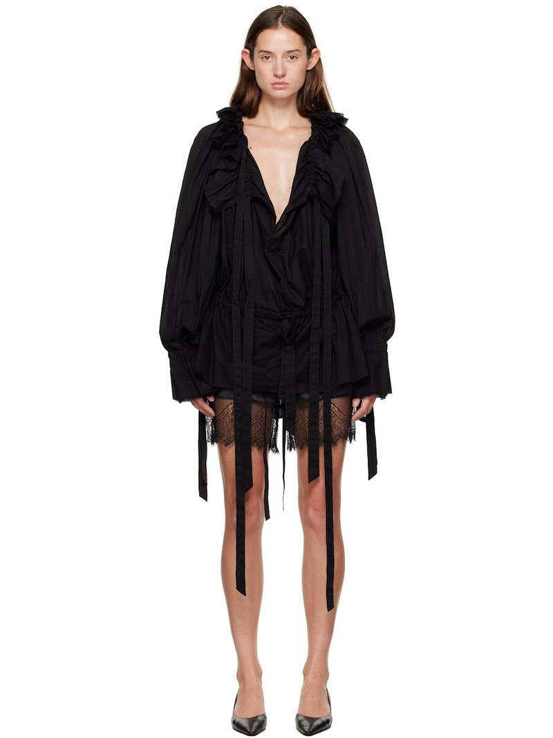 Black Ruffled Minidress - 1