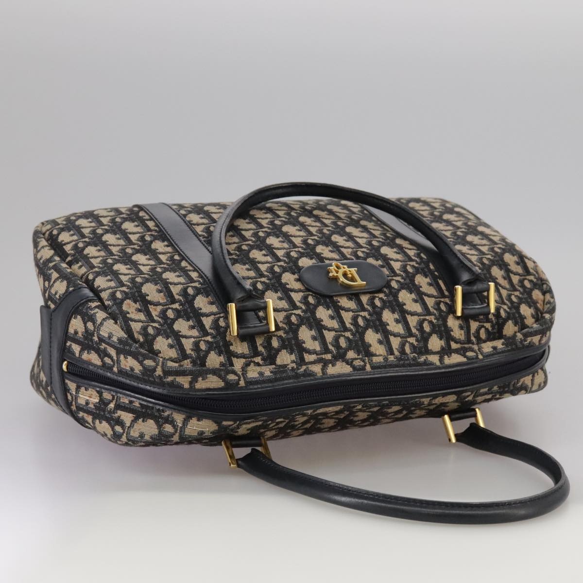 DIOR Trotter Canvas Hand Bag Navy Gold - 8