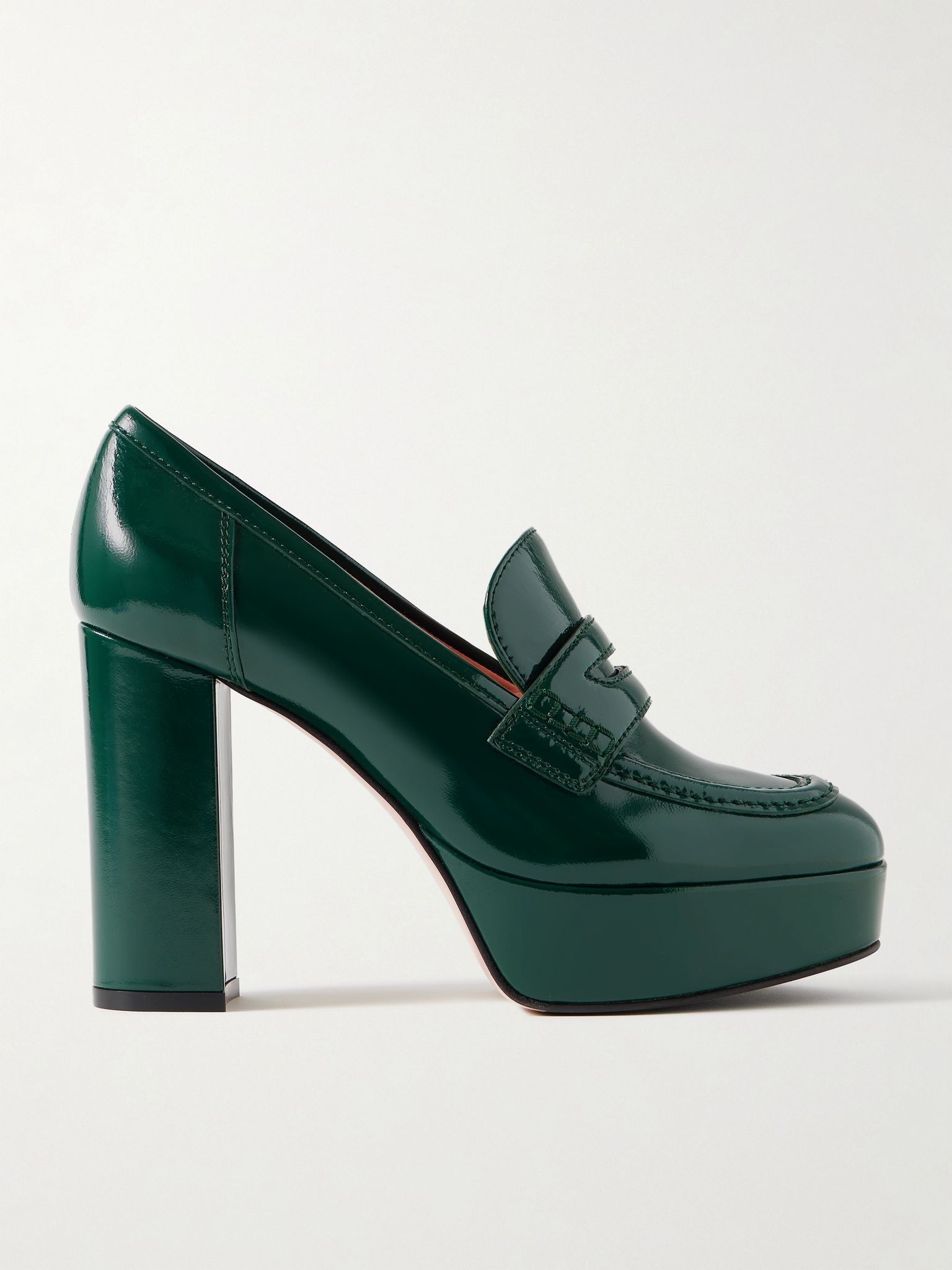 Nuit 70 patent-leather platform pumps Turquoise - 1
