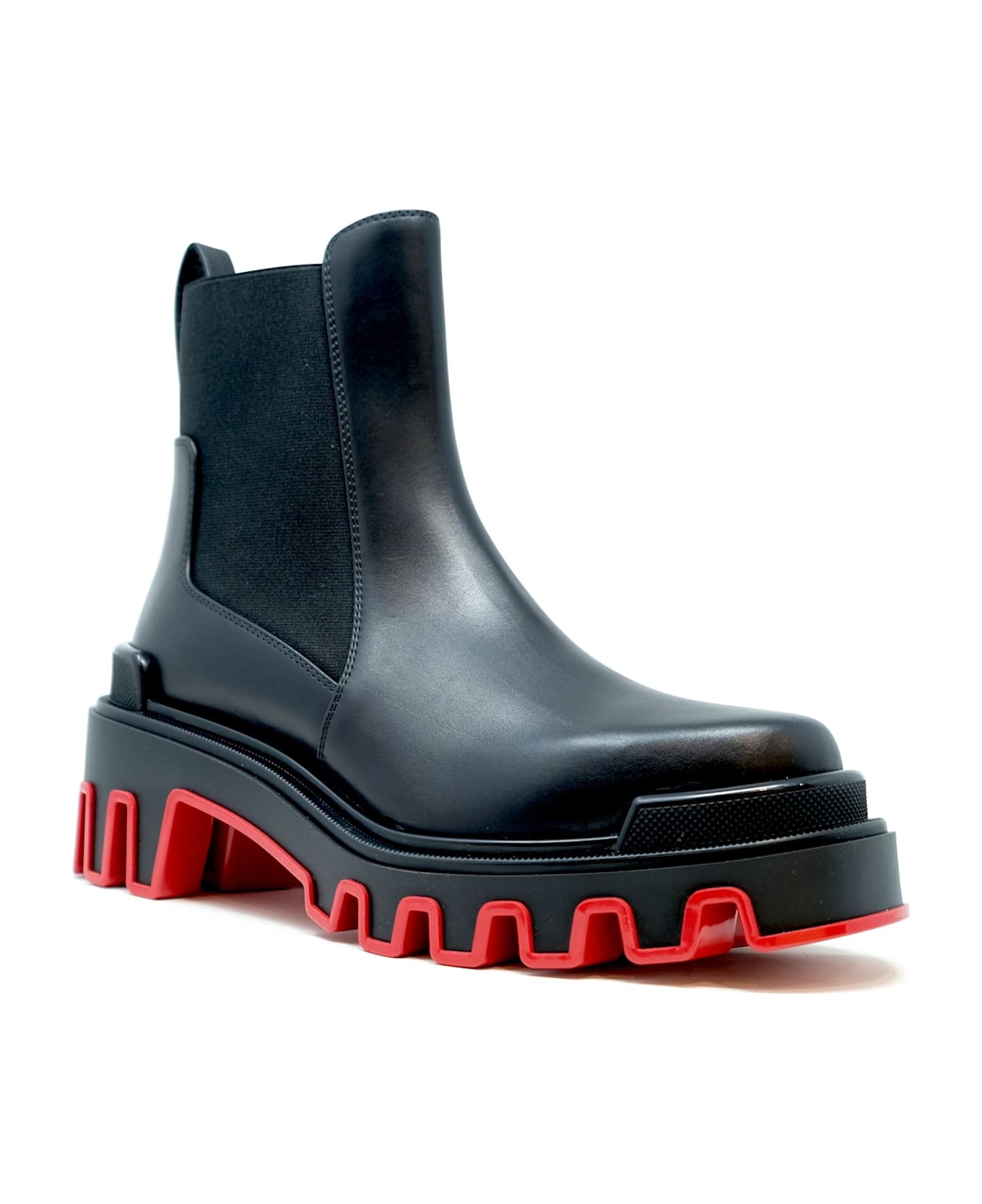 Christian Louboutin Black Calf Leather Wax Marchacroche Dune Flat Ankle Boots - 2