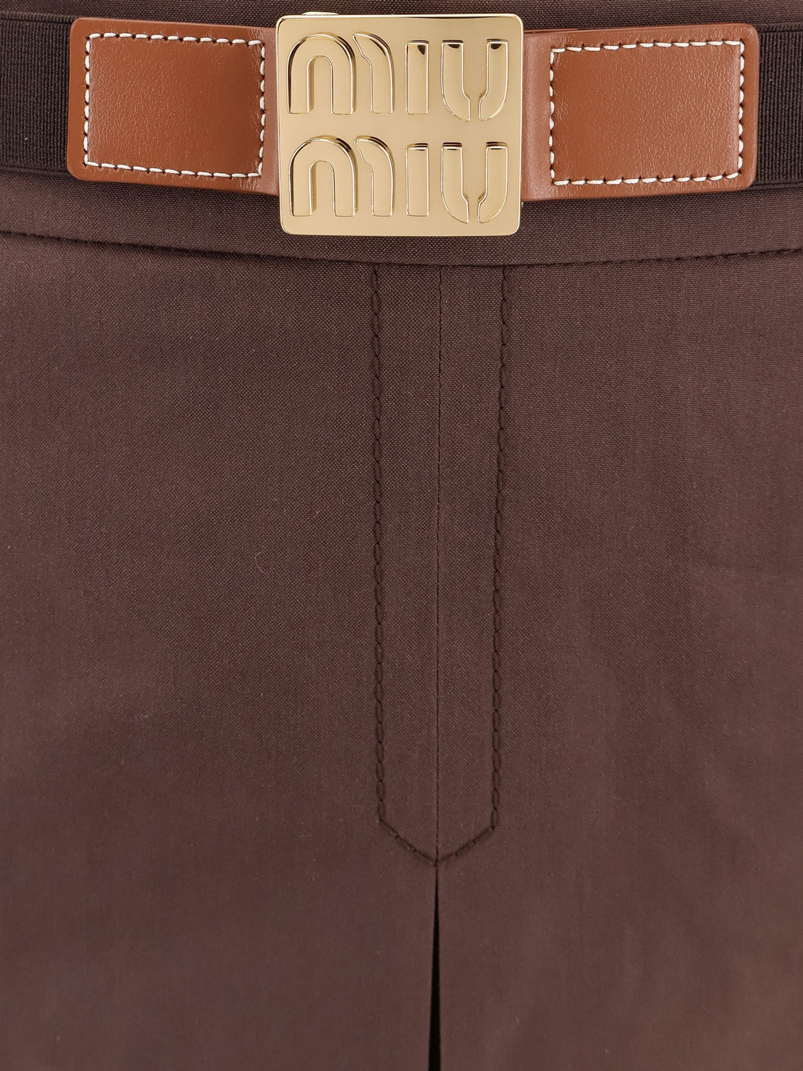 Miu Miu Women Panama Pleated Mini Skirt With Belt - 5