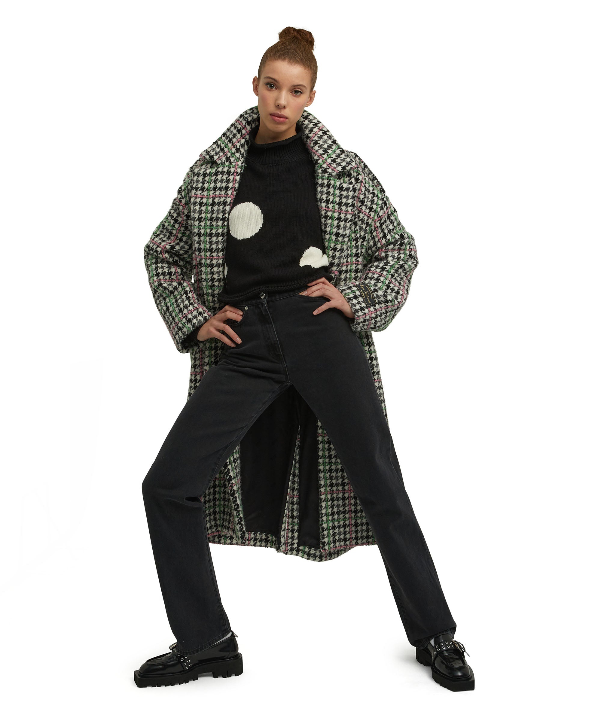 Cotton turtleneck sweater with high Macro Polka Dots - 5