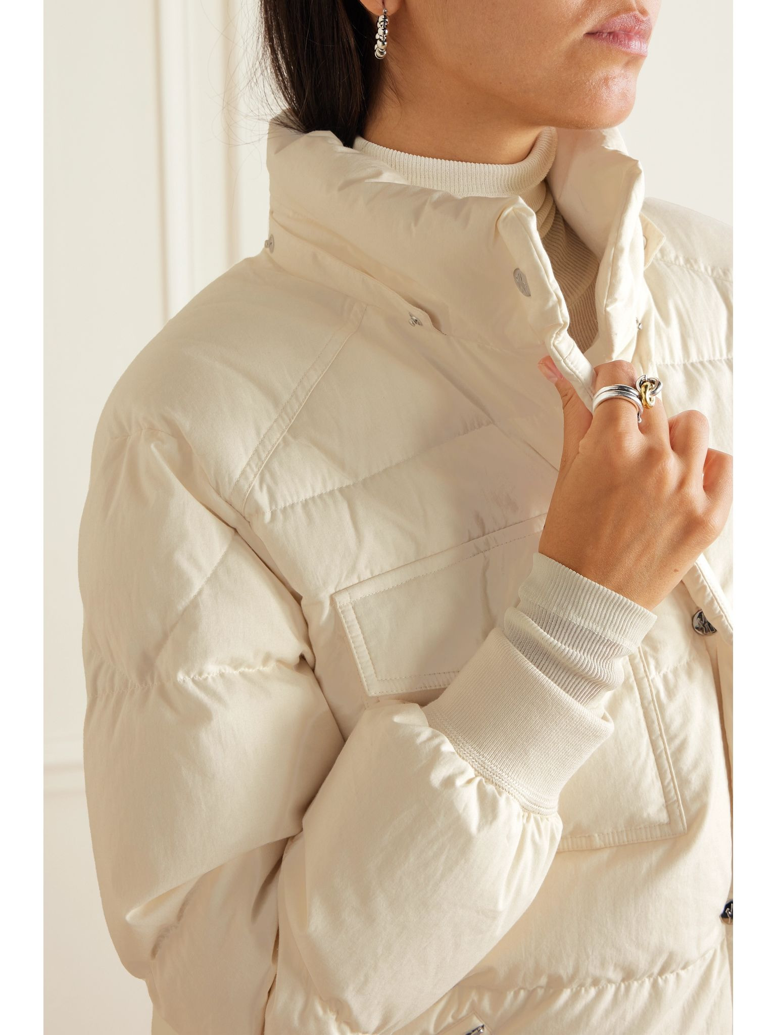 Karakorum hooded quilted cotton down jacket White - 6