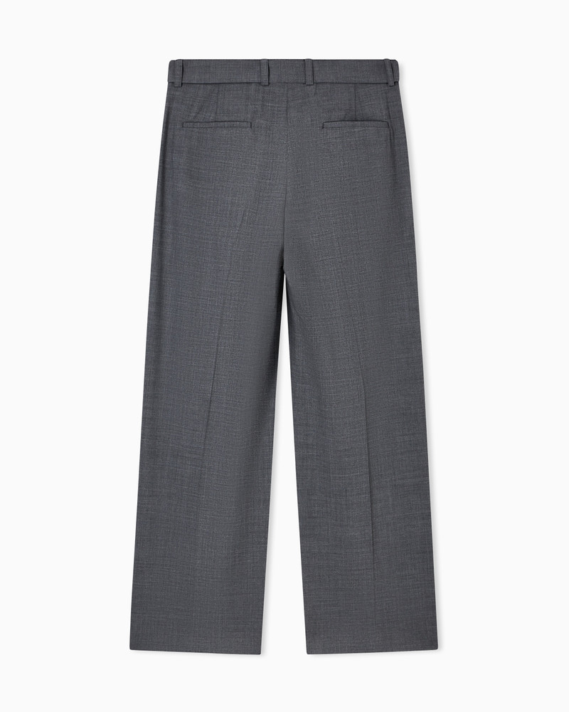 TROUSERS WITH PLEATS AND BELT IN STRETCH WOOL CANVAS 3