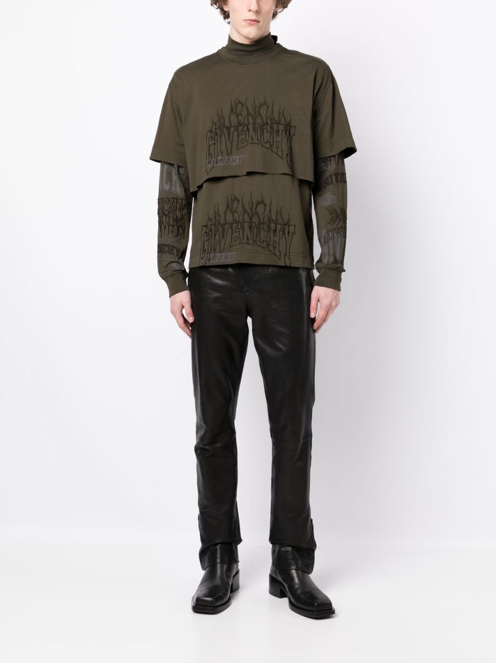 LOGO-EMBROIDERED LAYERED COTTON HOODIE - 4