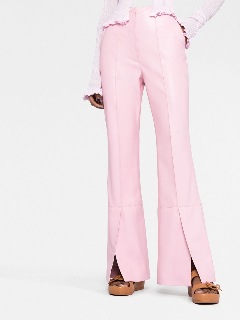 split-hem flared trousers - 5