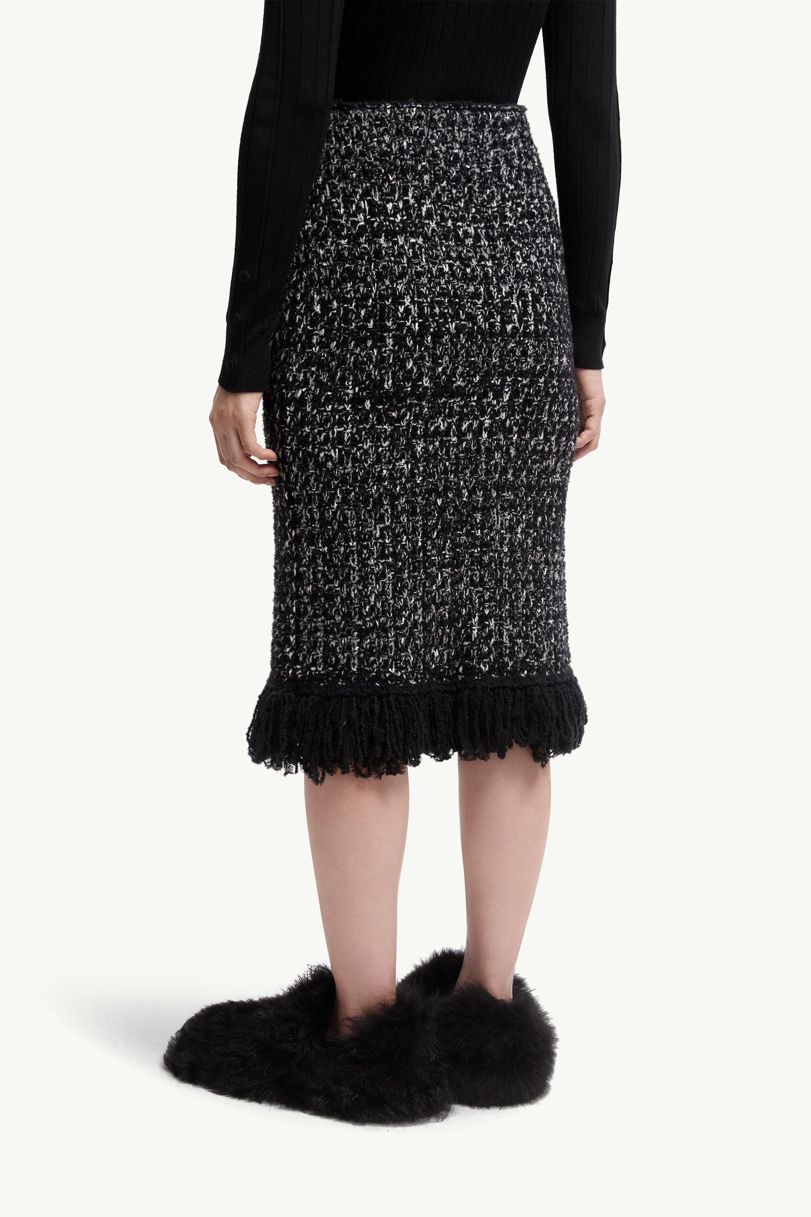 Fringe-Trim Wool Blend Skirt - 5
