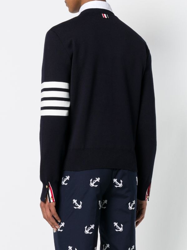 THOM BROWNE Men Milano Stitch Crew Neck Pullover In Cotton Crepe - 3