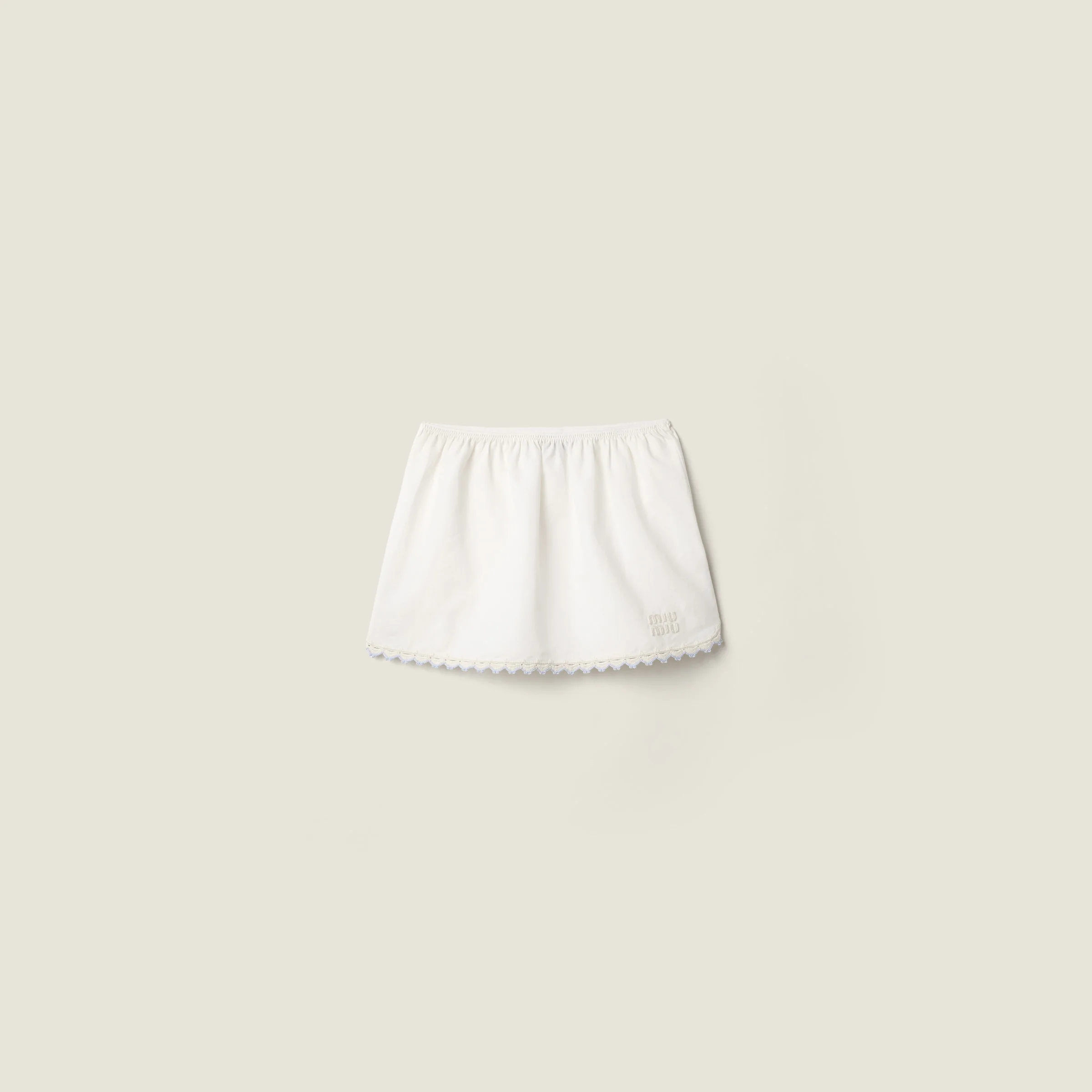 Embroidered slubbed poplin skirt - 1