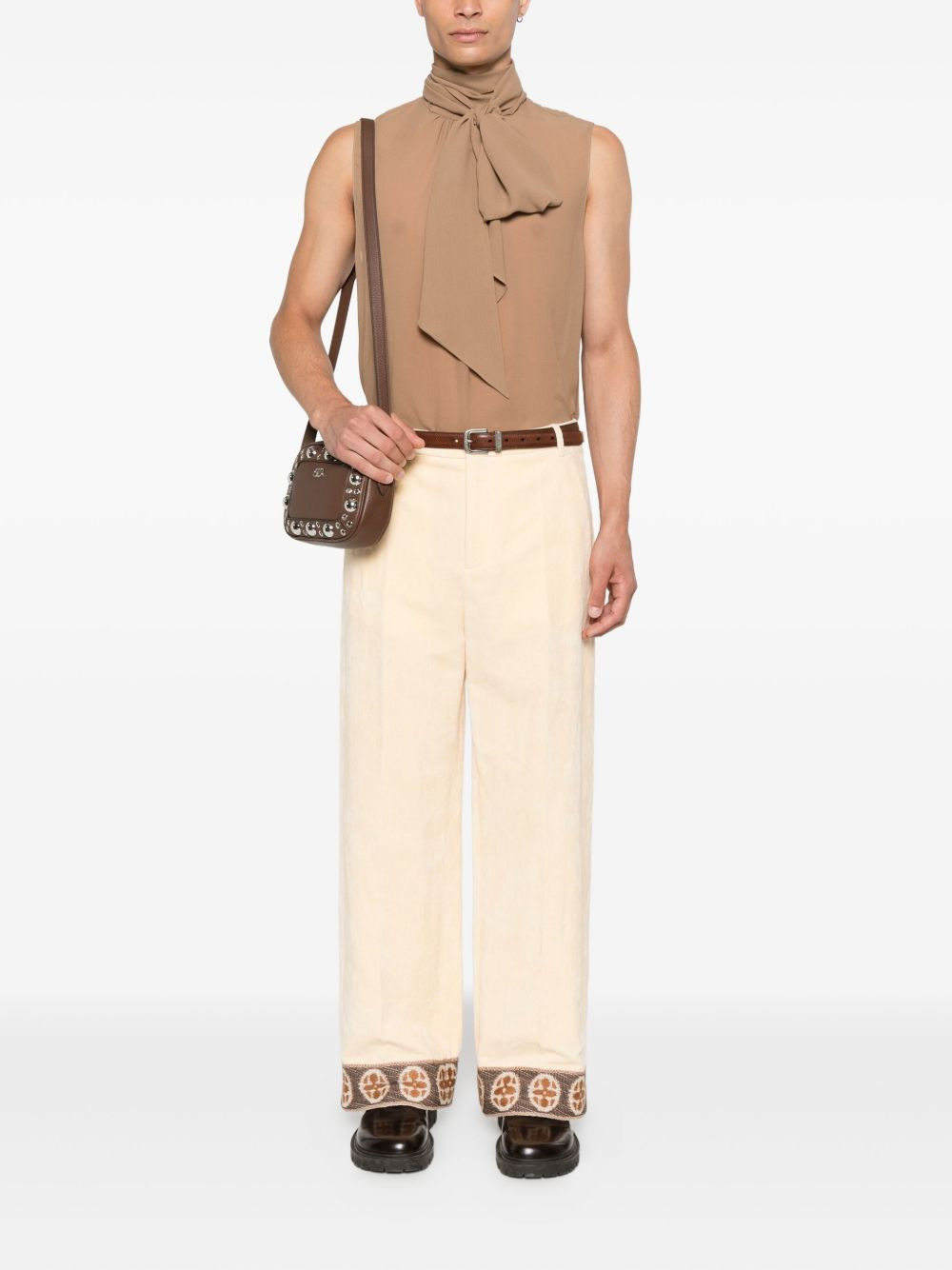 embroidered-cuff trousers - 2