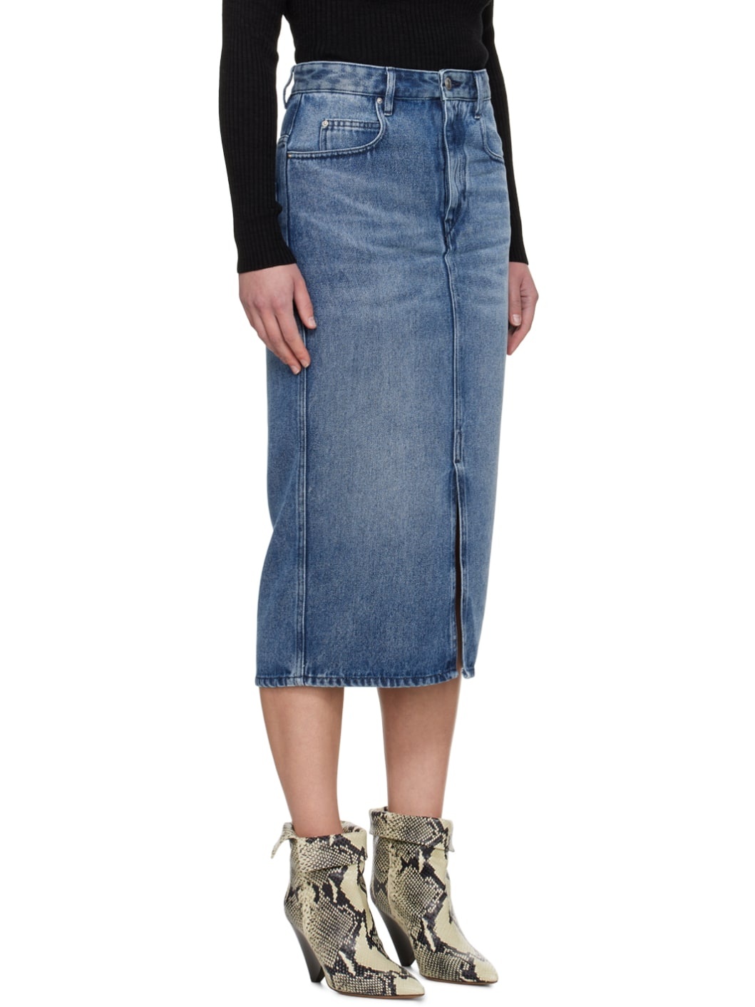 Blue Tilauria Denim Midi Skirt - 2