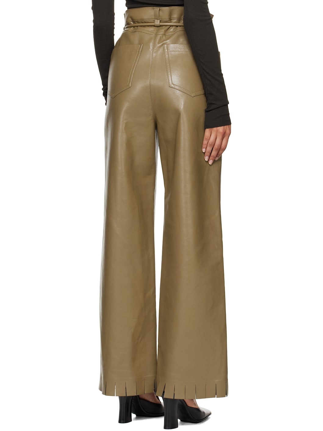 Taupe Harlee Vegan Leather Trousers - 3
