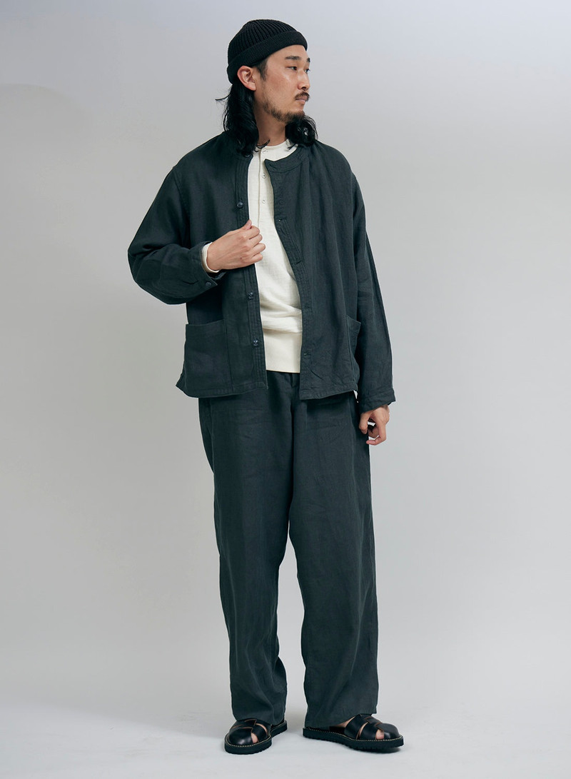 Nigel Cabourn French Work Jacket Linen Pin Oxford in Charcoal outlook