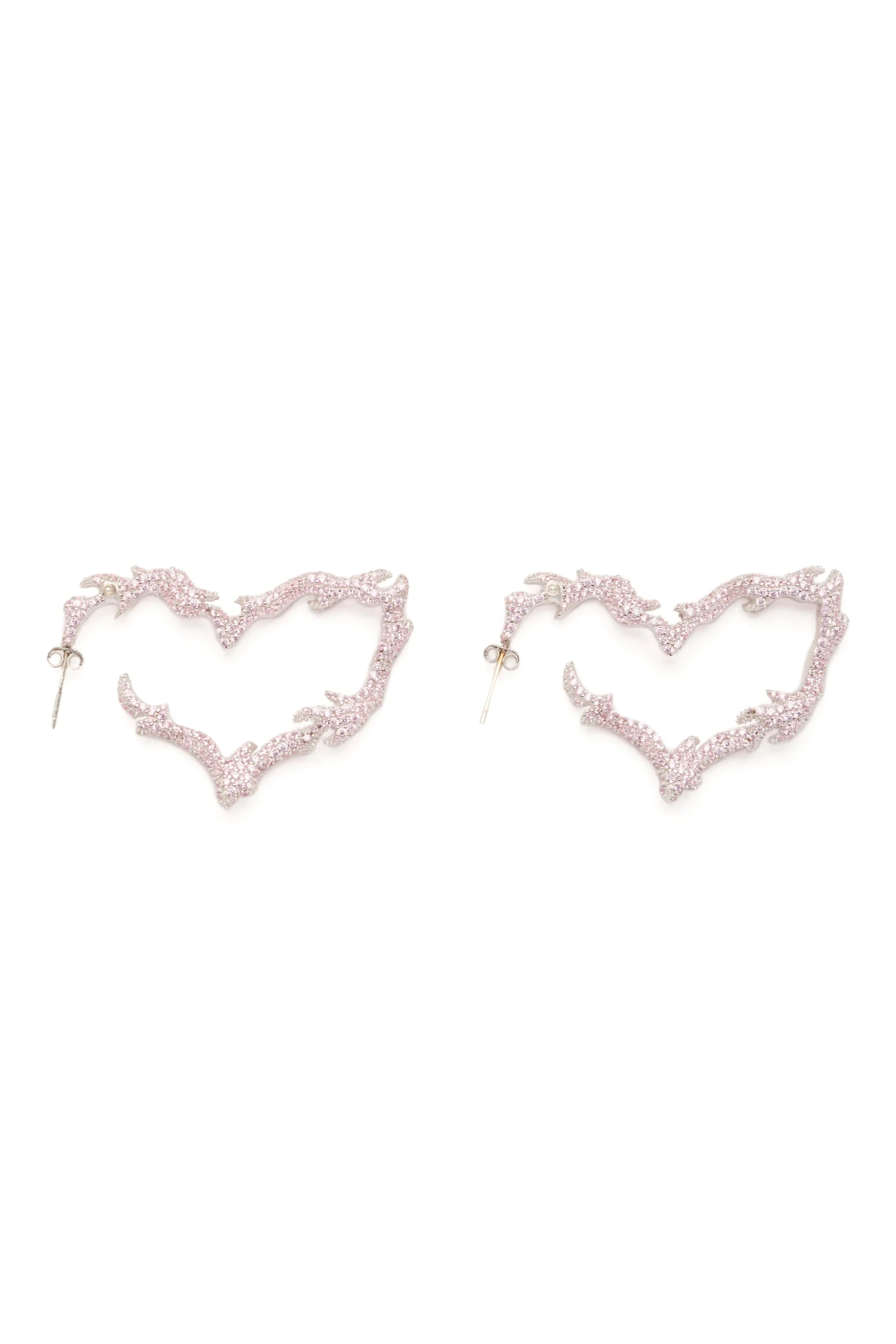 PINK FLAME HEART EARRINGS - 1
