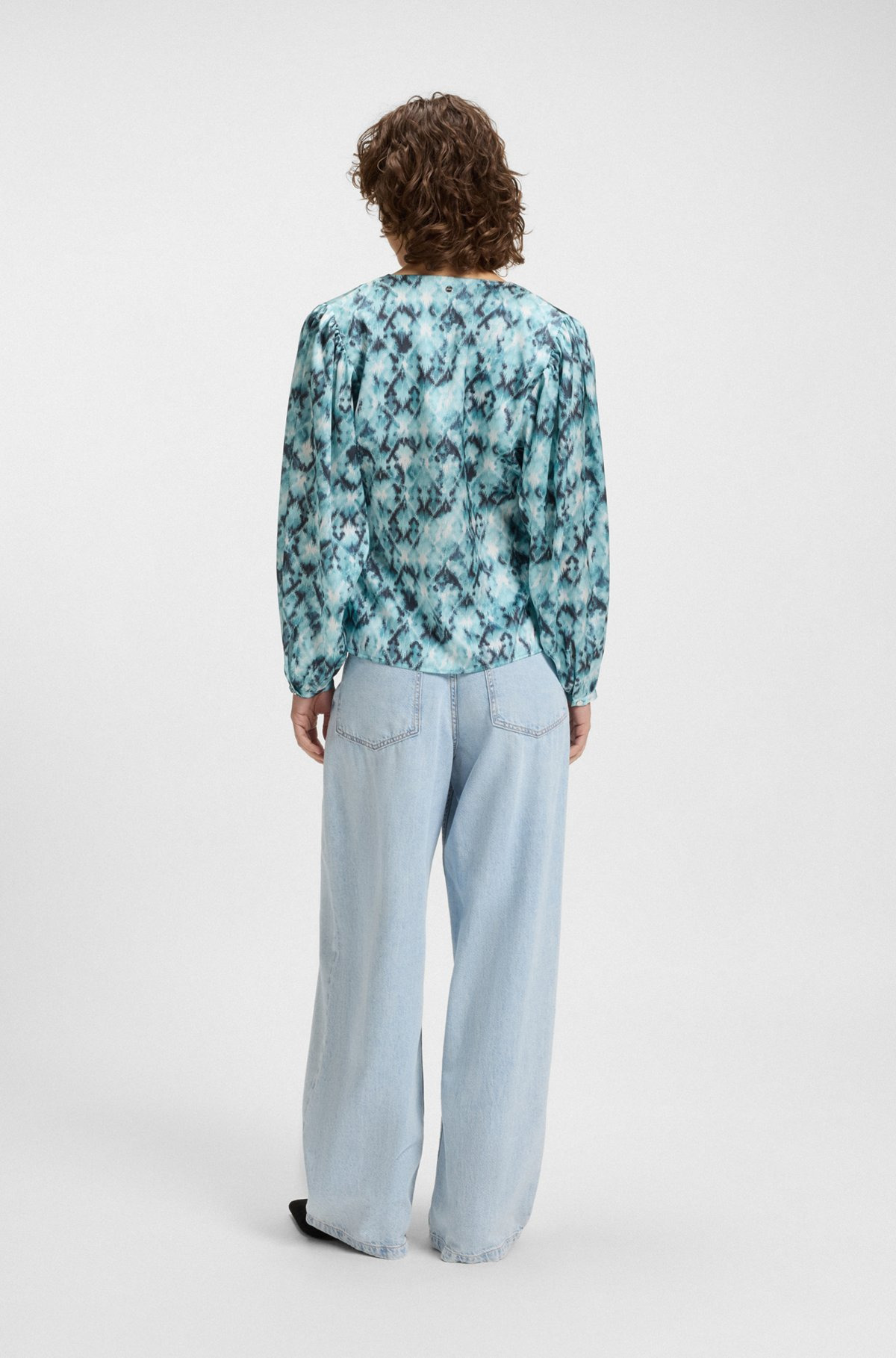REGULAR-FIT BLOUSE IN PRINTED HAMMERED SATIN - 5