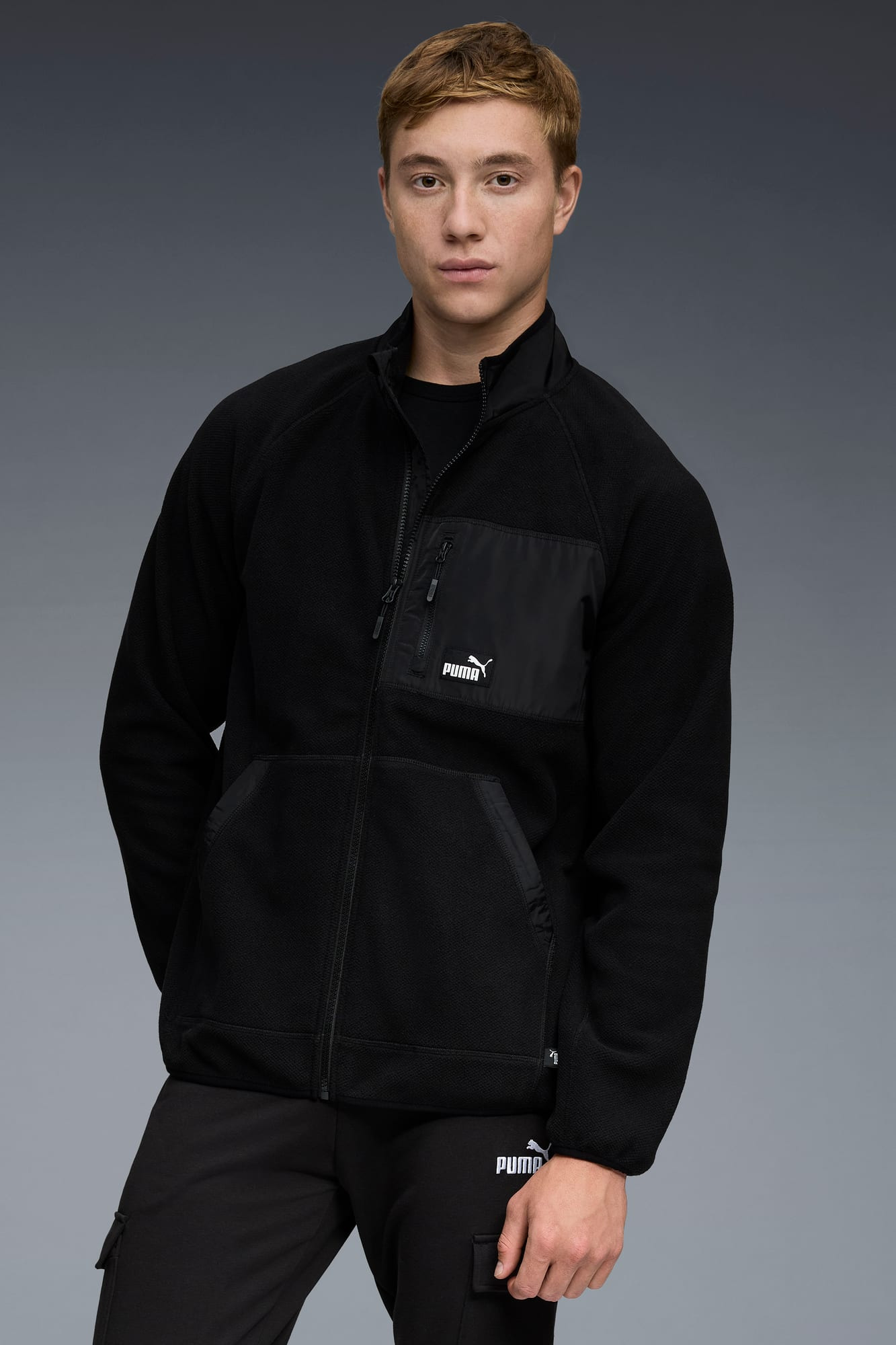 Polar Fleece Jacket With Woven Men - 3