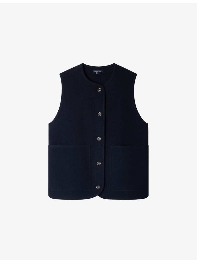 Chicago Round-Neck Sleeveless Wool Jacket 1
