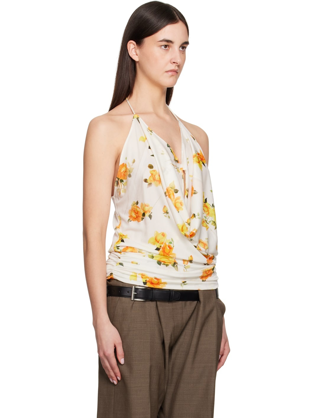 White & Orange Rose Camisole - 2
