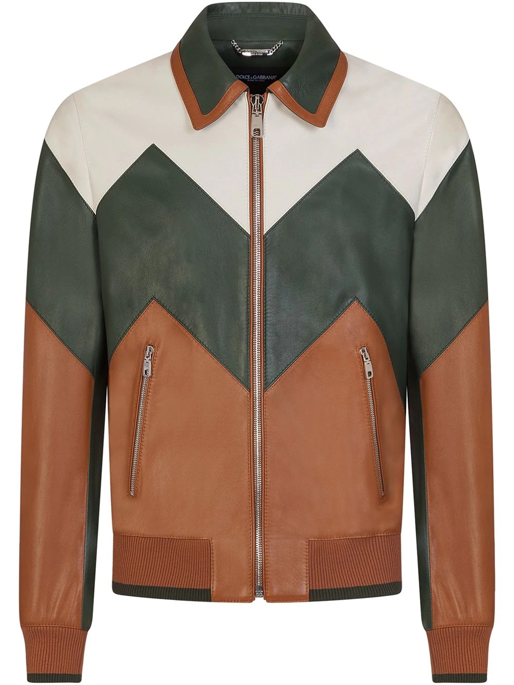 panelled leather jacket - 1