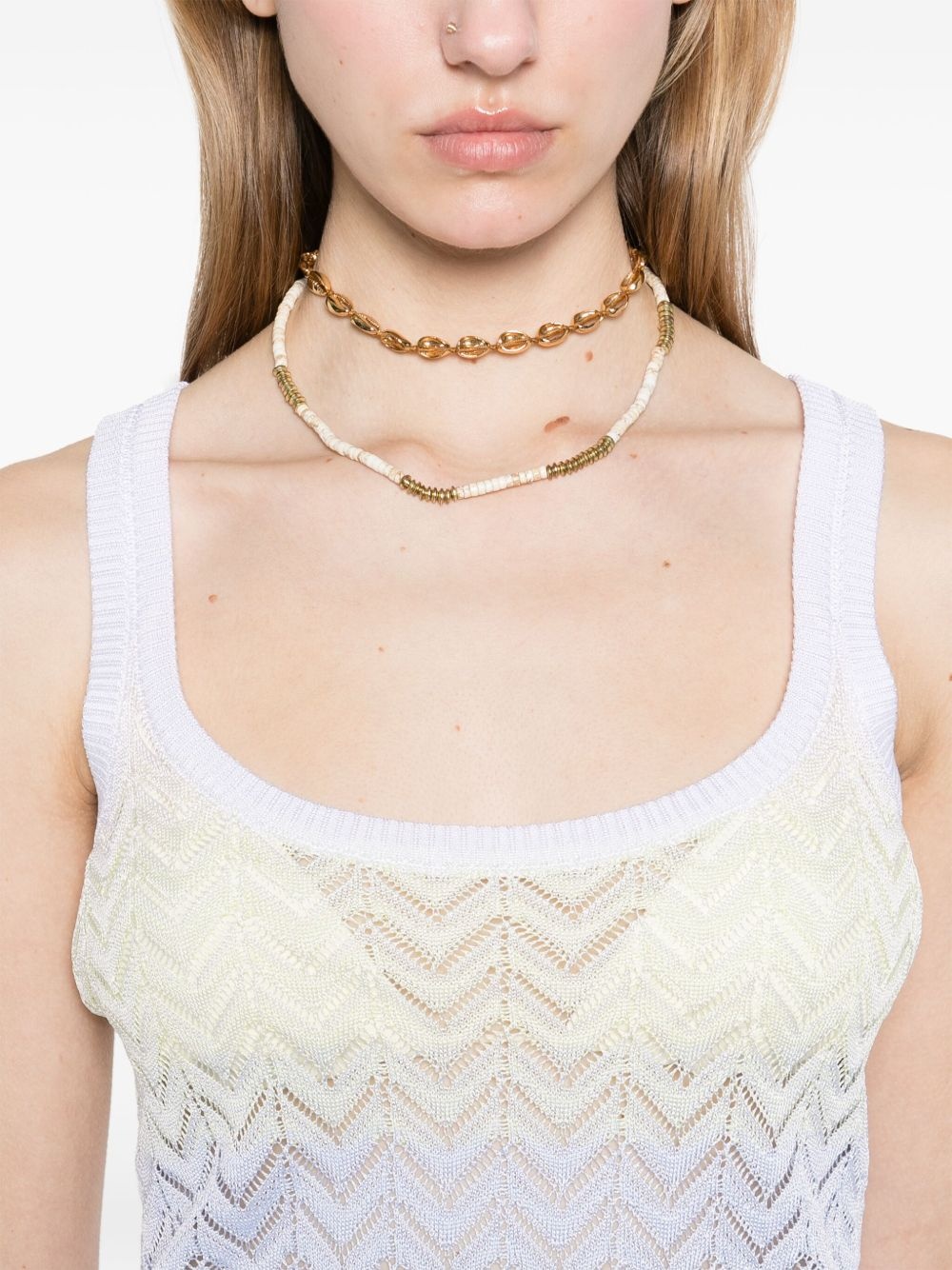 chevron-pattern tank top - 5