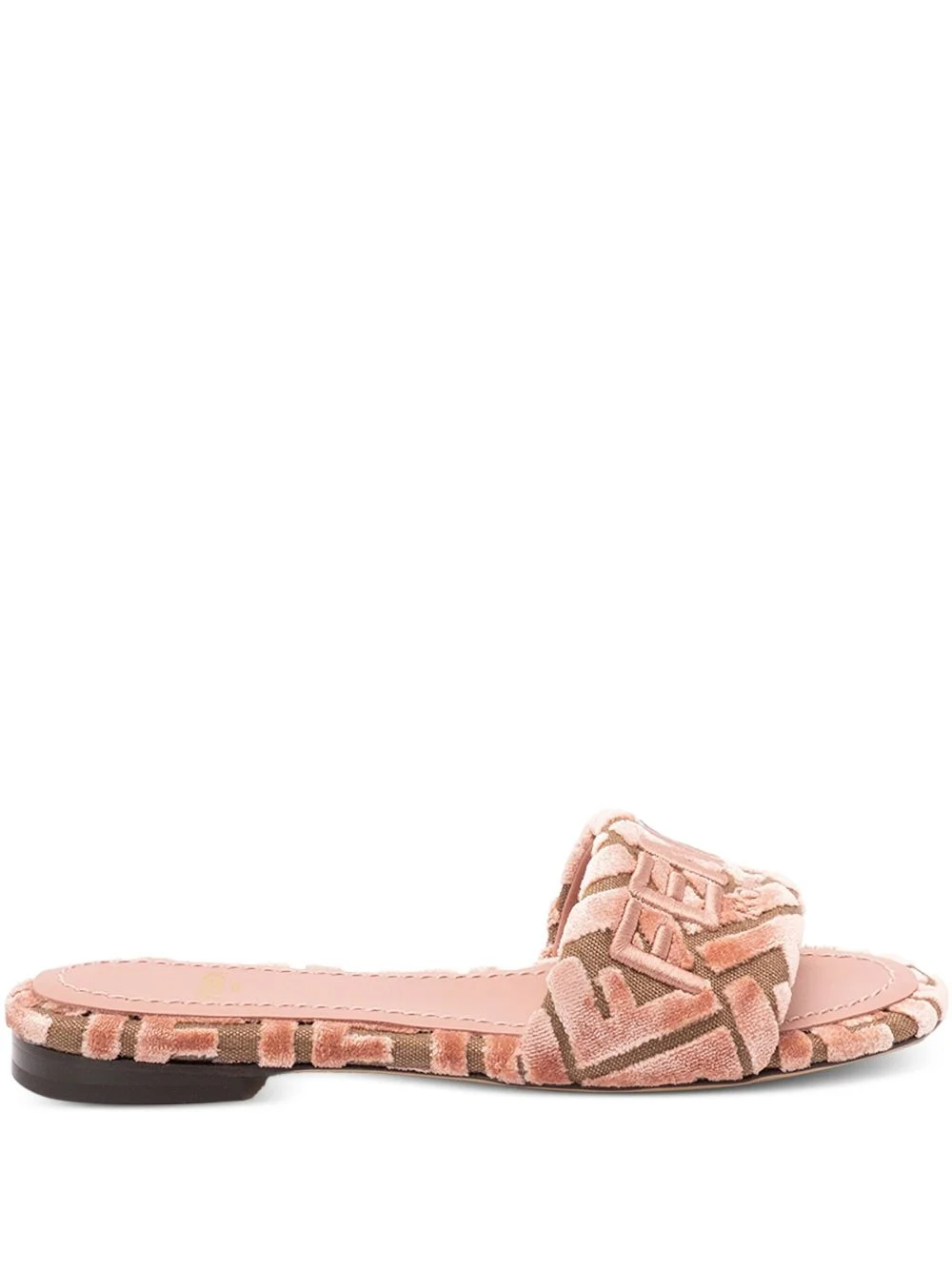 logo-motif velvet sandals - 1