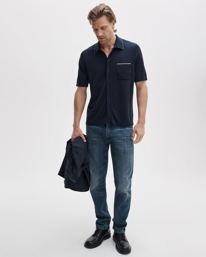 rag & bone Dalton Silk-Cotton Knit Shirt outlook