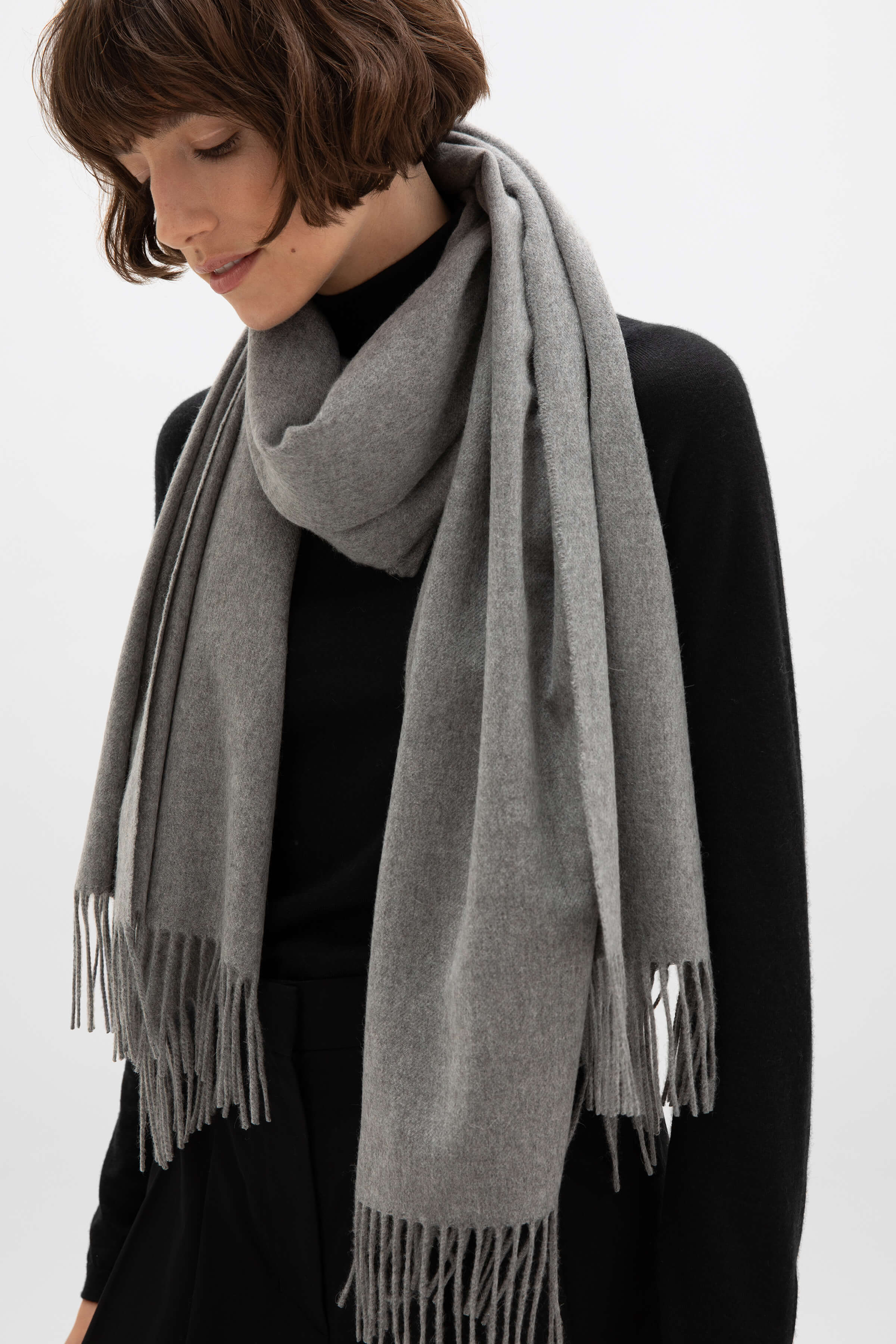 Mid Grey Cashmere Stole - 3