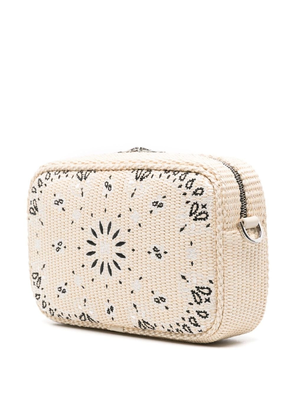 paisley-embroidered raffia messenger bag - 3