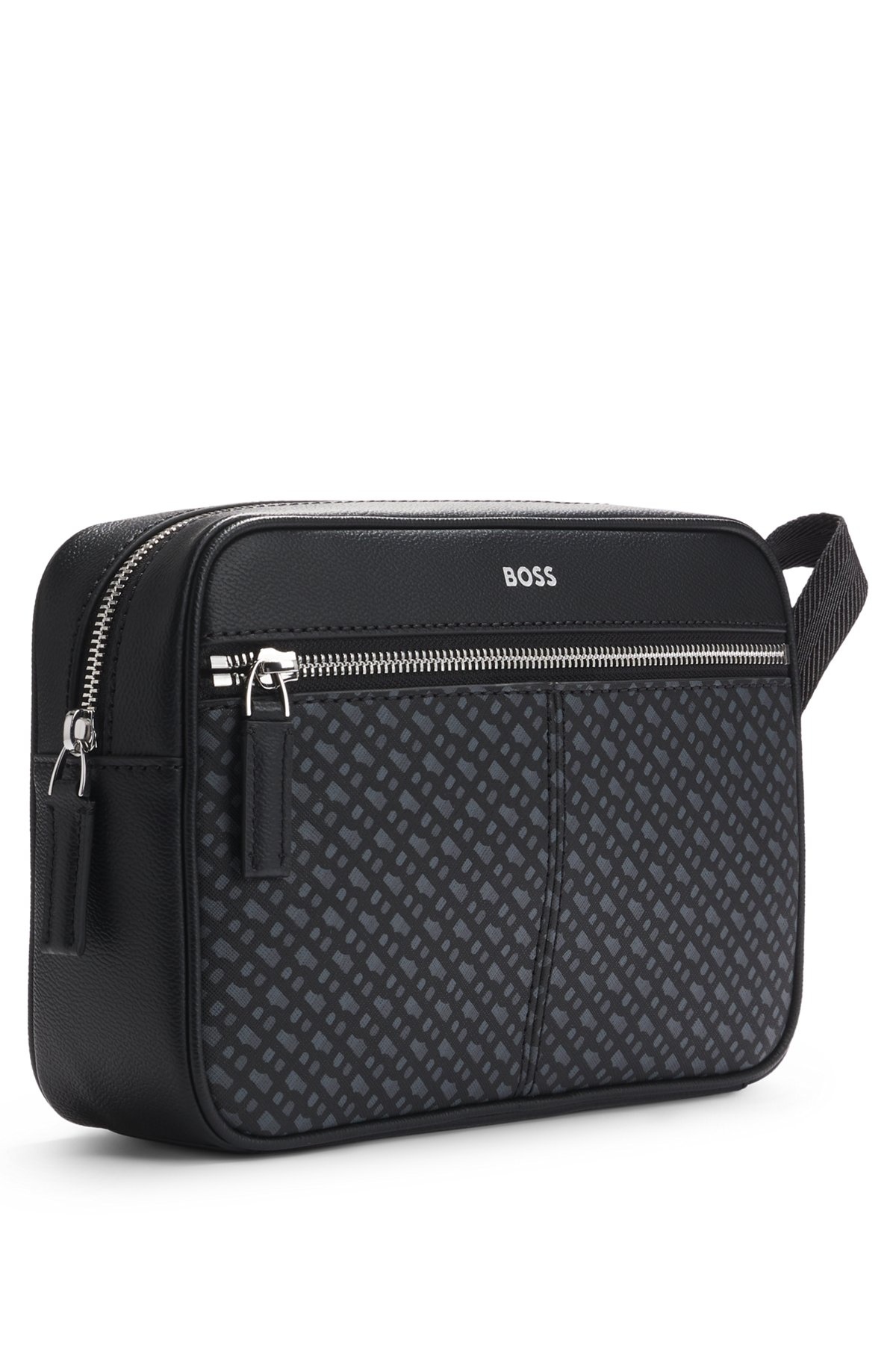 FAUX-LEATHER WASHBAG WITH MONOGRAM-PRINT FRONT POCKET - 3