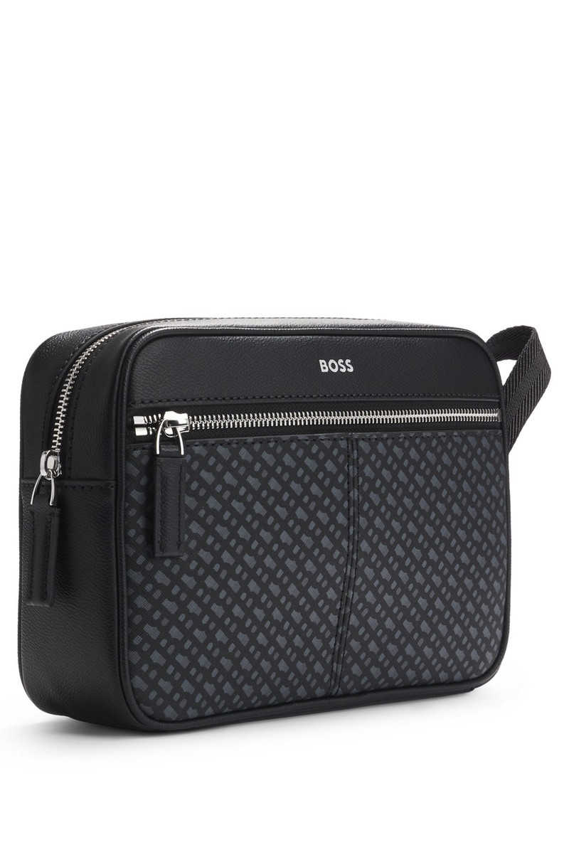FAUX-LEATHER WASHBAG WITH MONOGRAM-PRINT FRONT POCKET 3