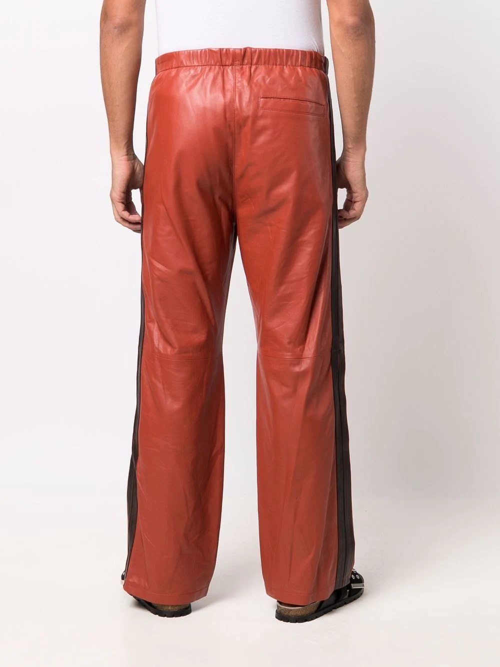 wide-leg leather trousers - 4