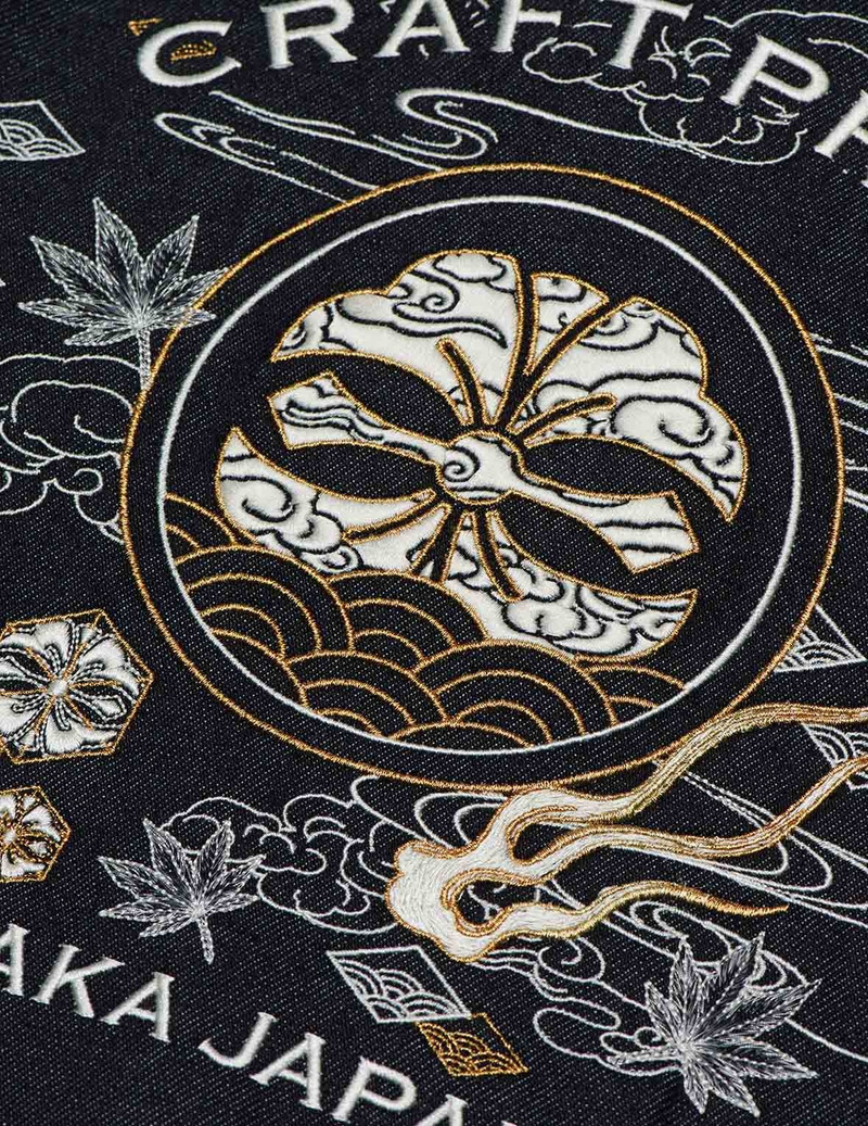 KAMON AND JAPANESE PATTERN EMBROIDERED DENIM JACKET 11