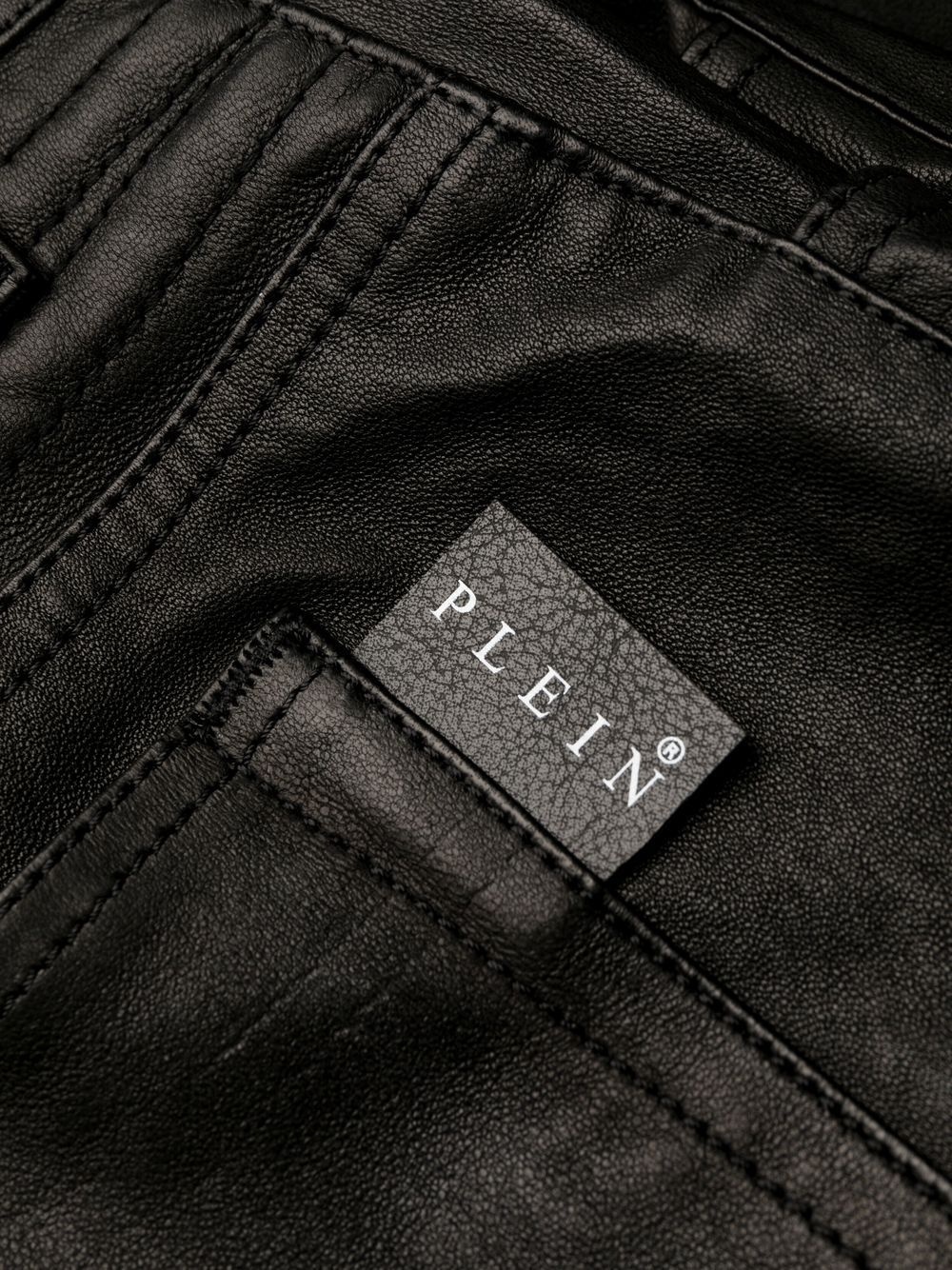 zippered leather biker trousers - 6