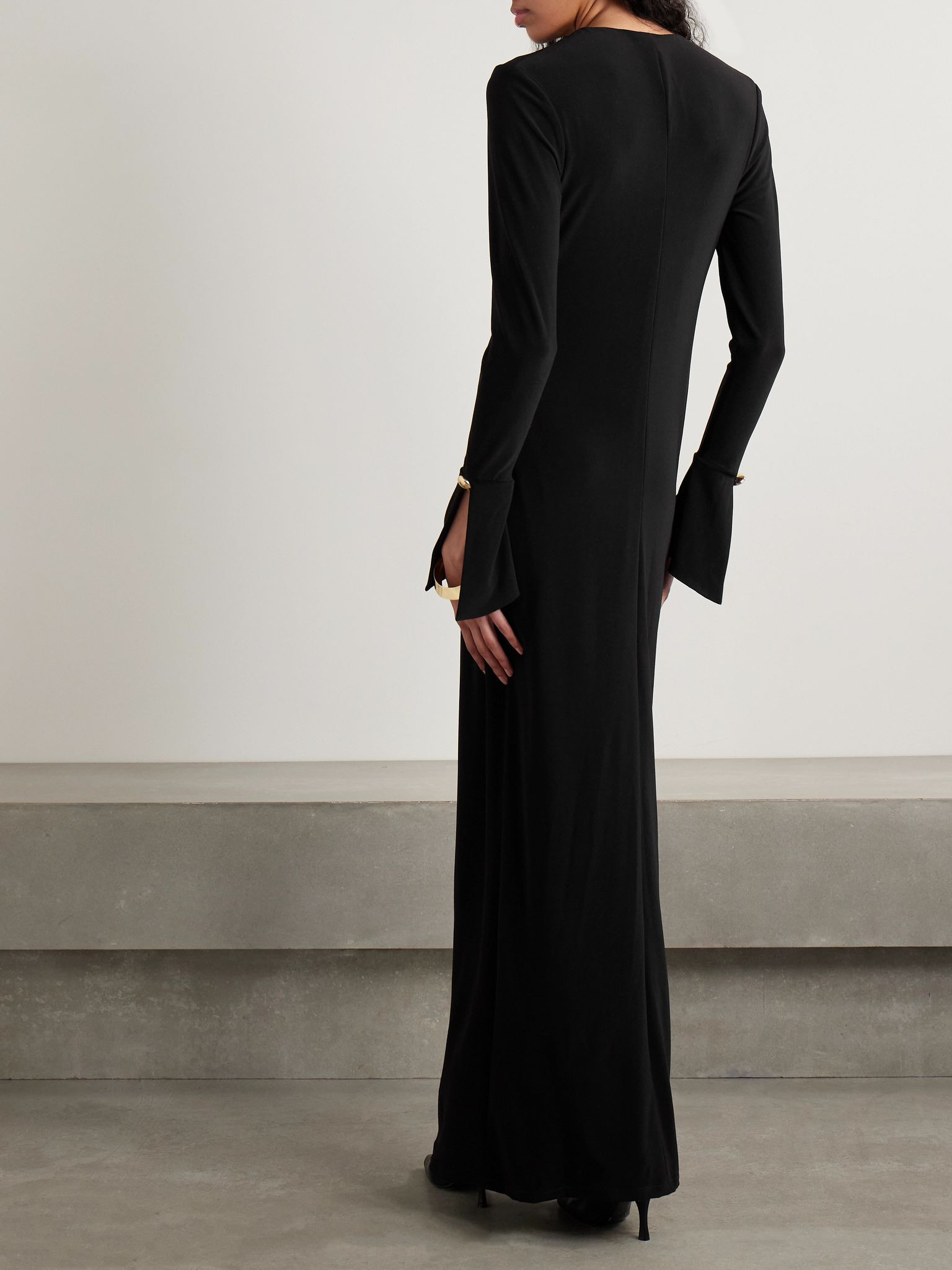 The Sylvie cutout stretch-jersey gown Black - 3