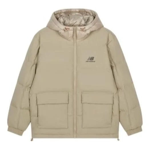 New Balance Warm Hooded Casual Down Jacket 'Beige' AMJ24358-TWD - 1